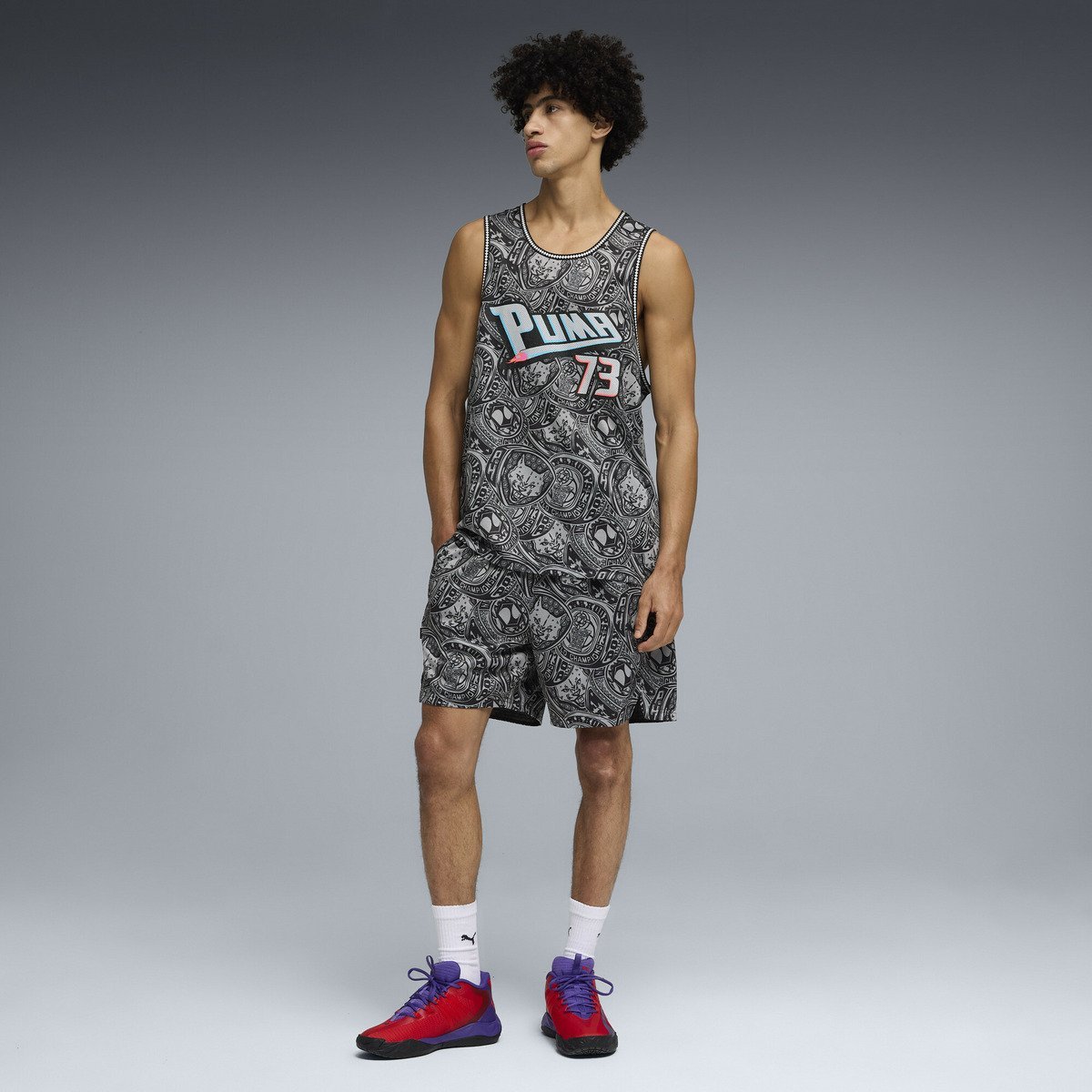 メンズ バスケットボール フレイグラント ファウル AOP 6インチ ショーツ 2 Flag Foul AOP 6 Shorts 2 プーマ パンツ その他のパンツ ブラック