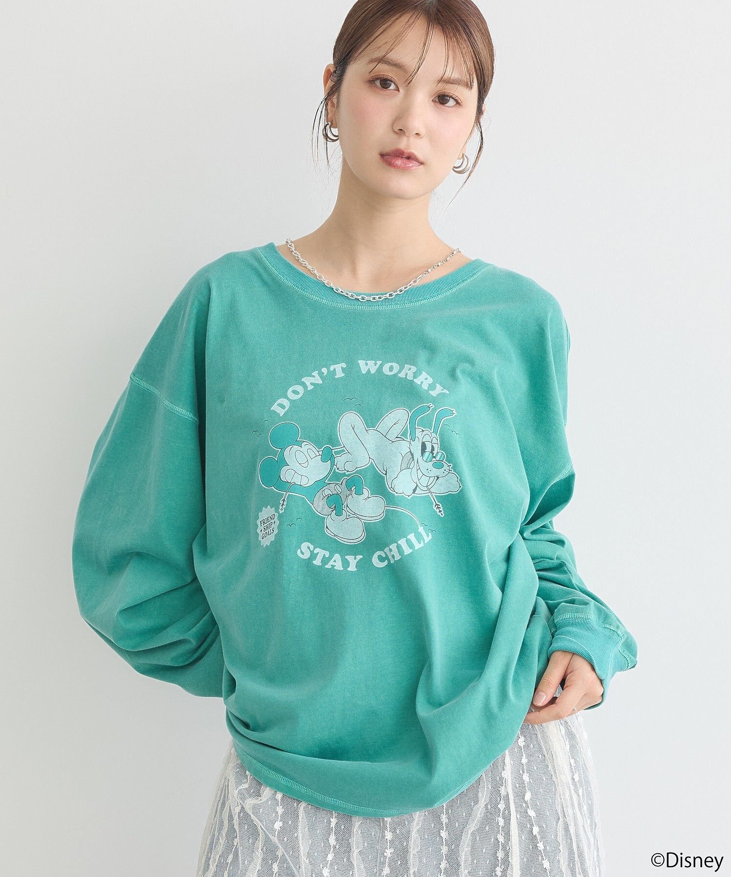 earth music&ecology 【予約】Pluto/レトロアートロンTEE アースミュージック&エコロジー トップス カットソー・Tシャツ グリーン ホワイト【送料無料】のサムネイル