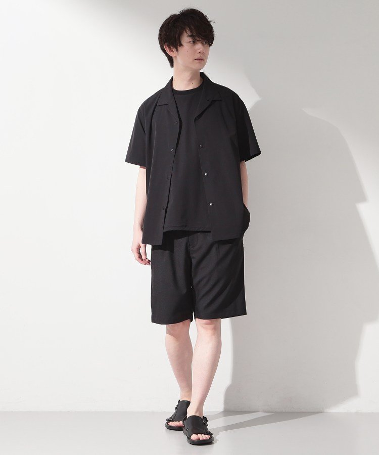 THE SHOP TK 【KURO】 ポリバレント半袖シャツ 接触冷感/UVカット/洗濯機OK ザ ショップ ティーケー トップス シャツ・ブラウス ブラック