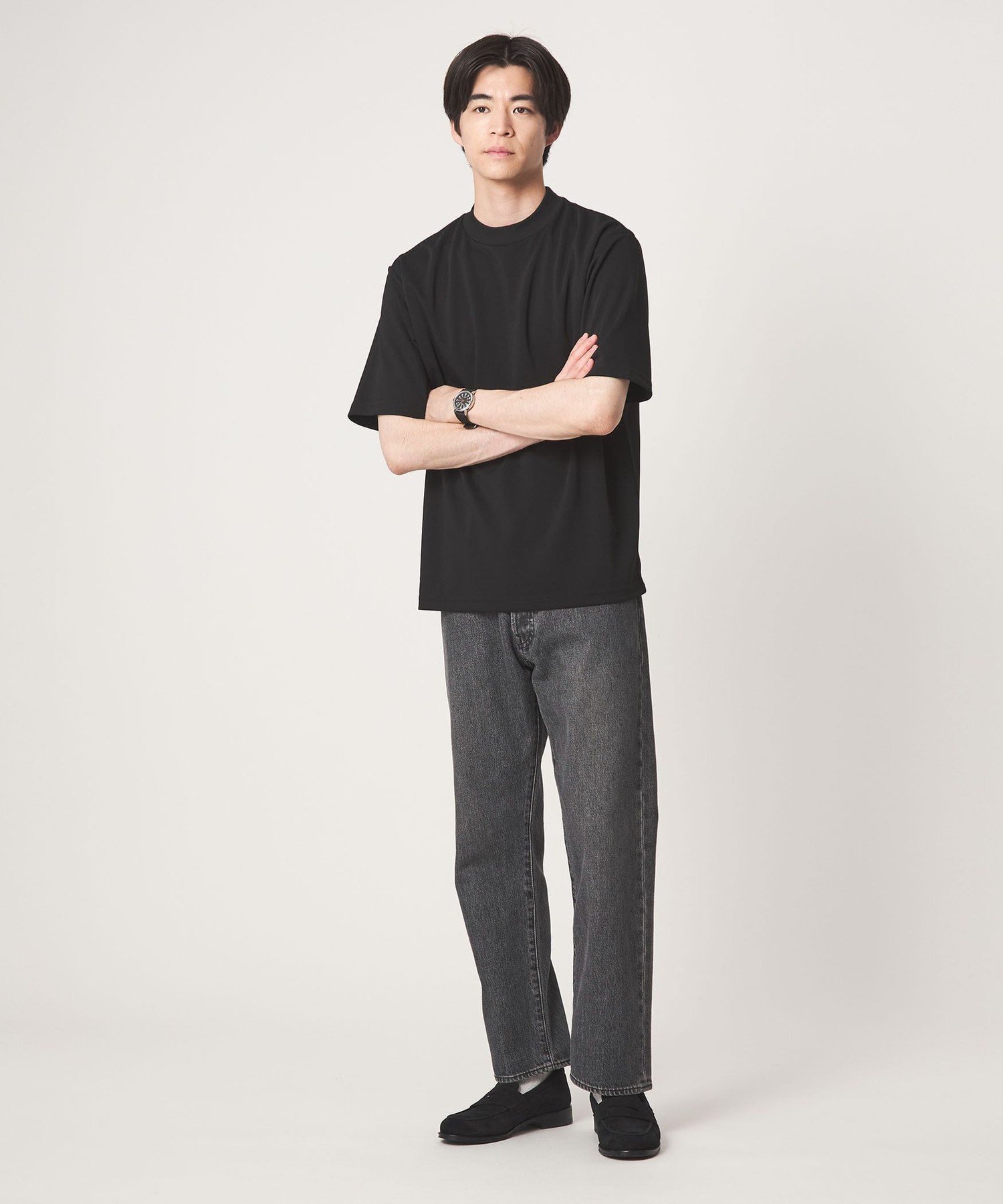 【WEB限定】JUST fit ジャージ 半袖 Tシャツ ユナイテッドアローズ グリーンレーベルリラクシング トップス カットソー・Tシャツ ブラック ホワイト