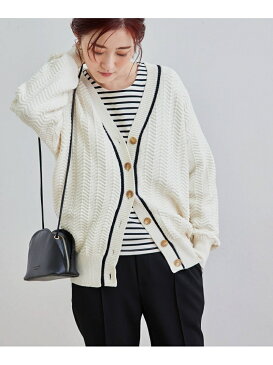 【SALE/10%OFF】ROPE' PICNIC ヘリンボーン柄カーディガン ロペピクニック ニット カーディガン ホワイト グリーン【送料無料】