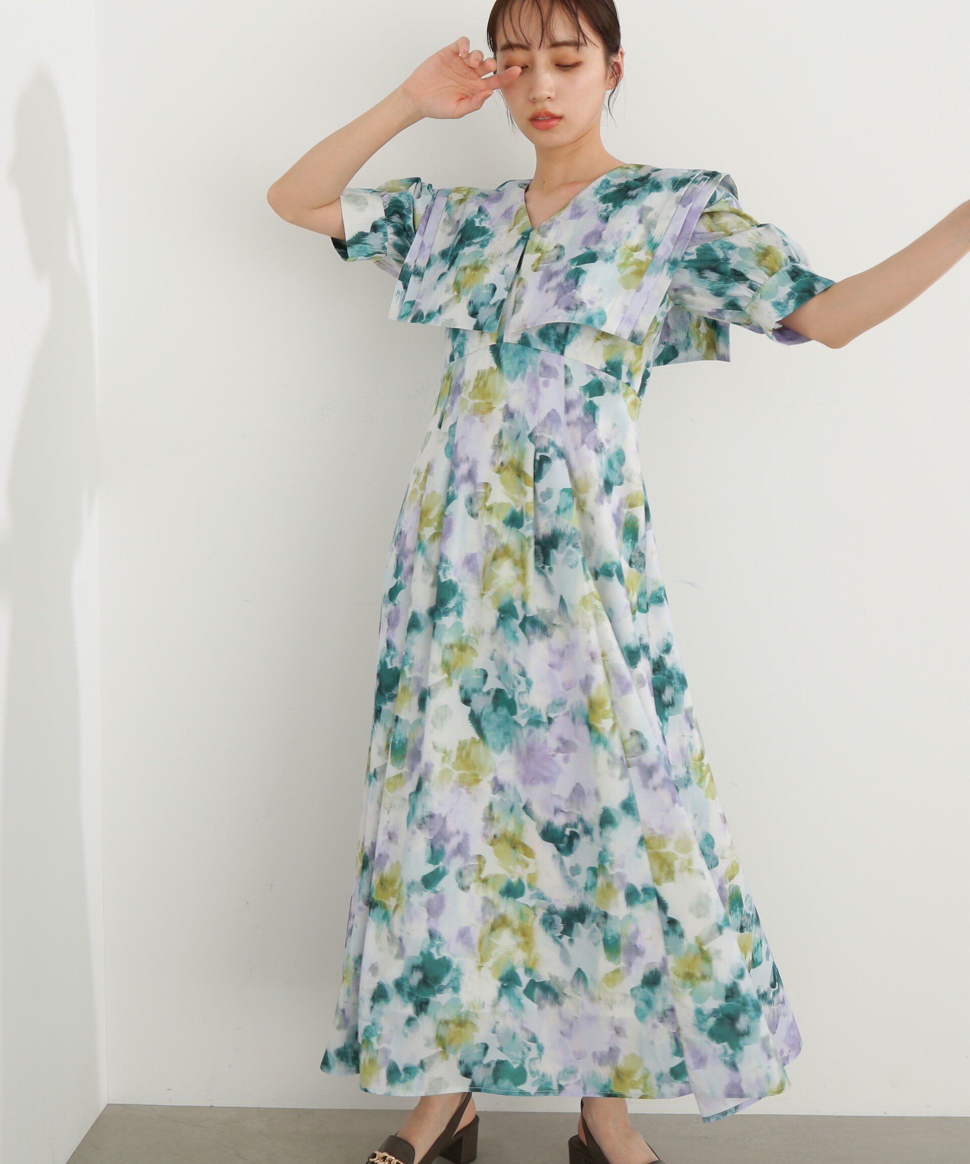 JILL by JILL STUART シャドウローズプリントワンピース ジル バイ ジル スチュアート ワンピース・ドレス ワンピース ブルー グリーン グレー【送料無料】のサムネイル