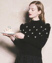 TOCCA 【洗える!】PEARL BOUQUET KNIT プルオーバー トッカ トップス ニット ブラック ベージュ【送料無料】