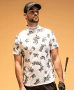 【SALE/30%OFF】LUXEAKMPLUS LUXEAKMPLUS ゴルフ ローレルパターン半袖モックネックTシャツ(吸水速乾 / UVカット) シフォン トップス カットソー・Tシャツ ベージュ ブラック ホワイト【送料無料】