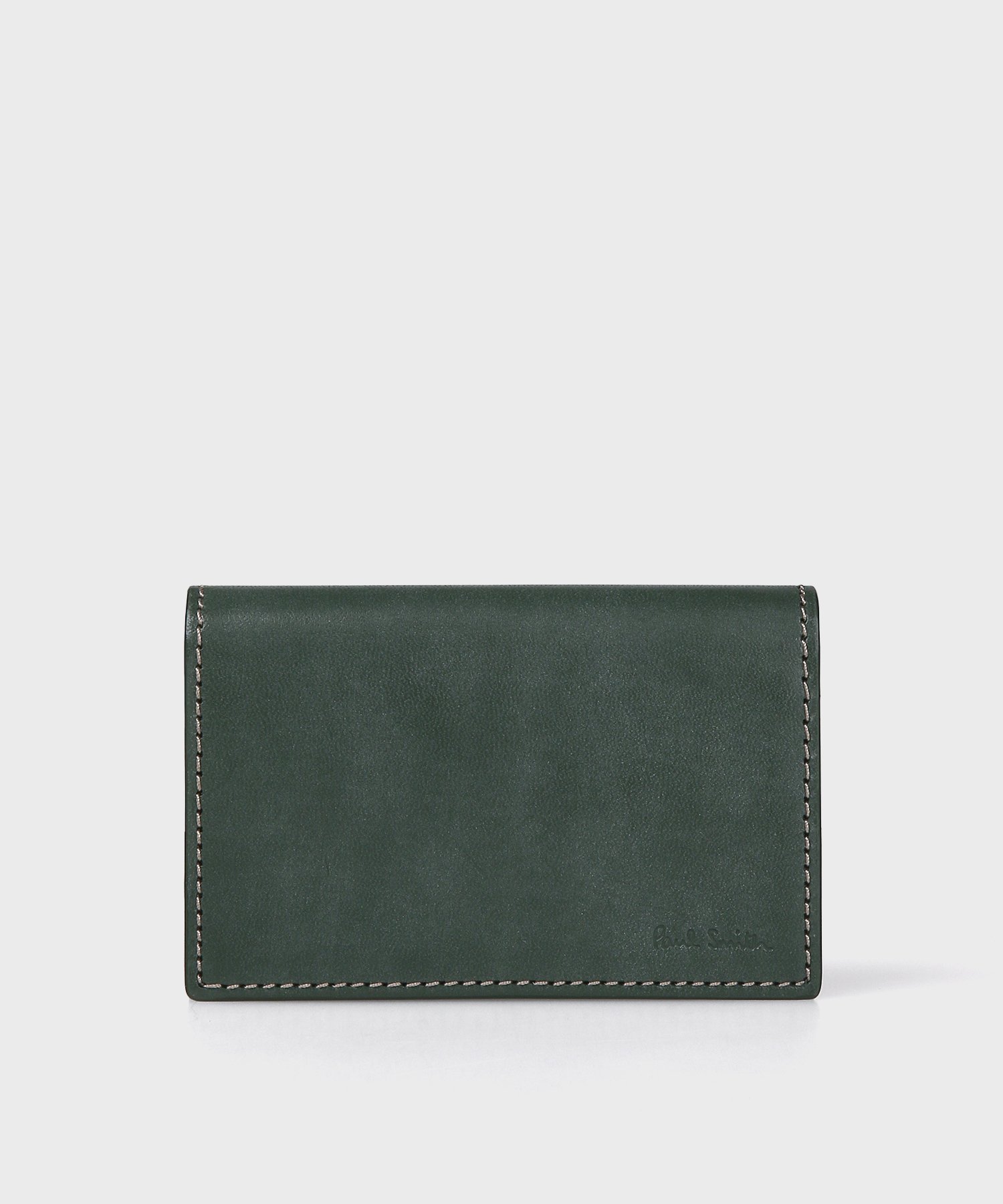 Paul Smith 【公式】ワックスレザー 名刺入れ ポール・スミス 財布・ポーチ・ケース 名刺入れ・カードケース グリーン ブラック【送料無料】