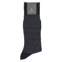 LANVIN COLLECTION LANVIN COLLECTION スペリオールピマ綿混 ジャガード クルー丈 ビジネス ソックス ナイガイ 靴下・レッグウェア 靴下 ブラック グレー ネイビー