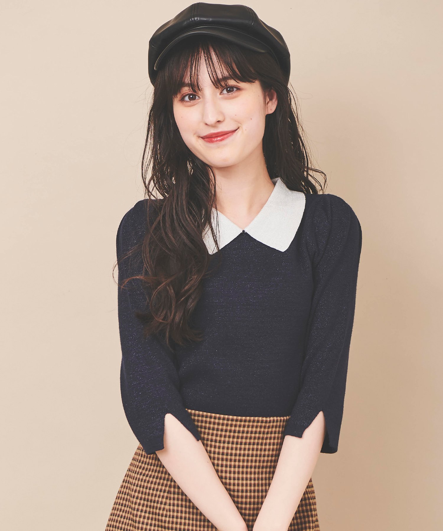 【SALE／50%OFF】31 Sons de mode 配色衿ラメニット トランテアン ソン ドゥ モード トップス ニット ネイビー ベージュ グレーのサムネイル