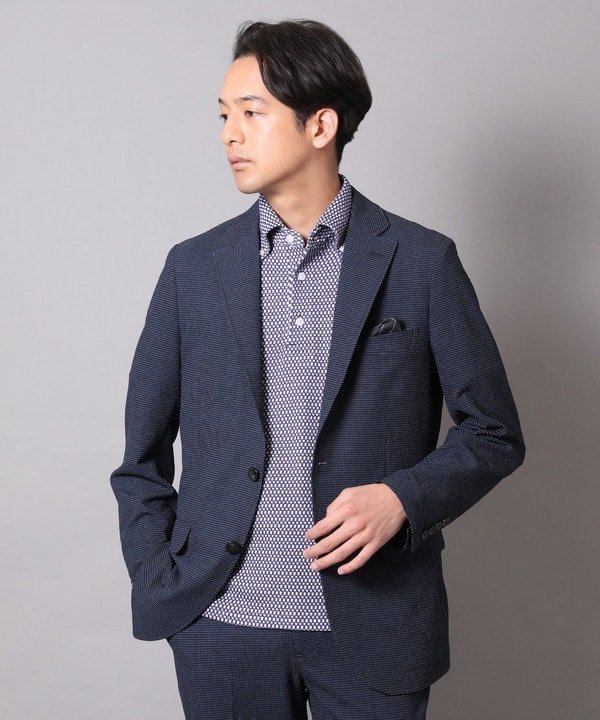【SALE/50%OFF】CROWDED CLOSET <EVALET>サッカーテーラードジャケット(セットアップ対応) メンズ ビギ ジャケット・アウター テーラードジャケット・ブレザー ネイビー グレー【送料無料】