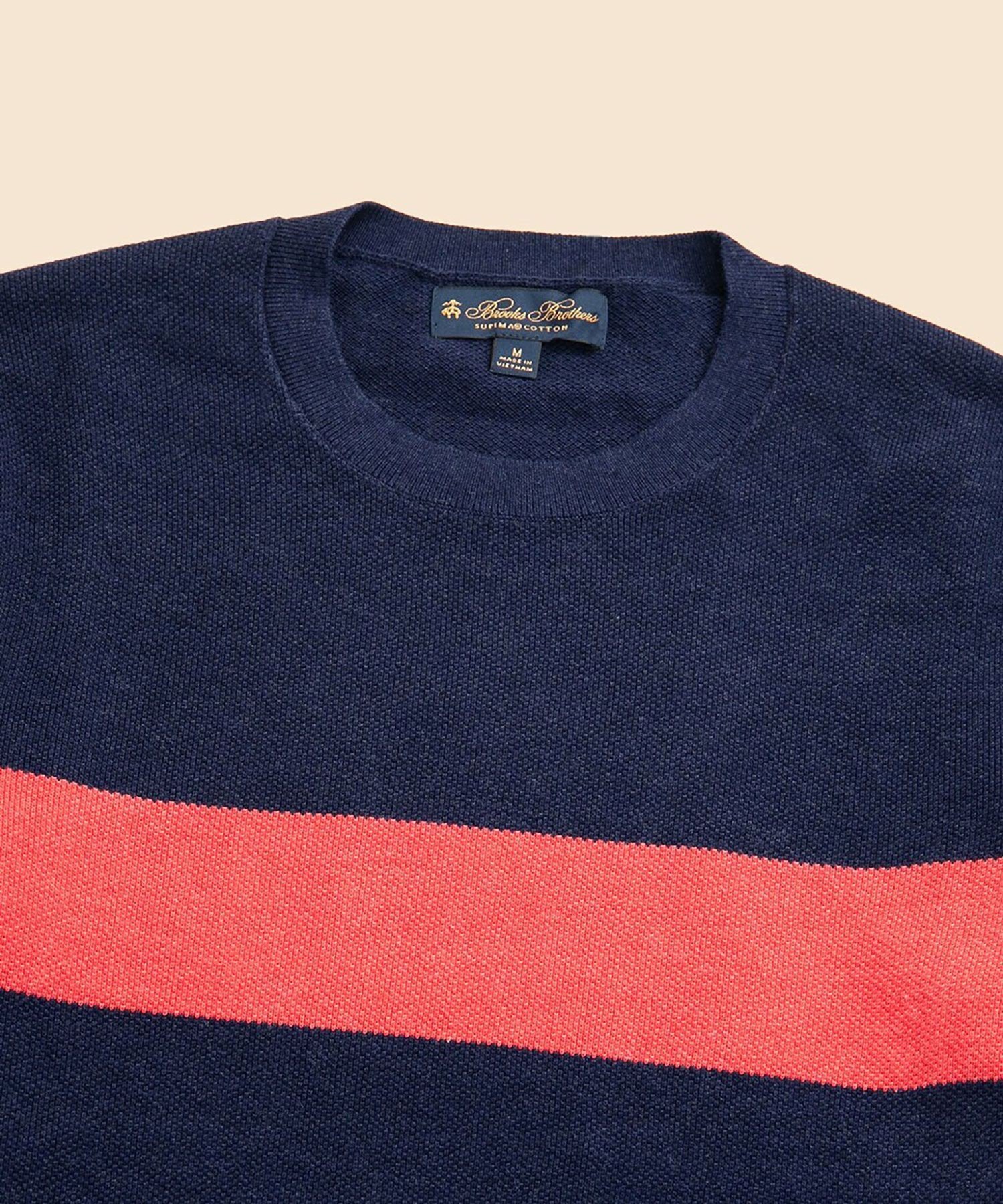 【SALE／45%OFF】BROOKS BROTHERS スーピマコットン チェストストライプ クルーネックセーター ブルックス ブラザーズ トップス ニット ネイビー グレー【送料無料】