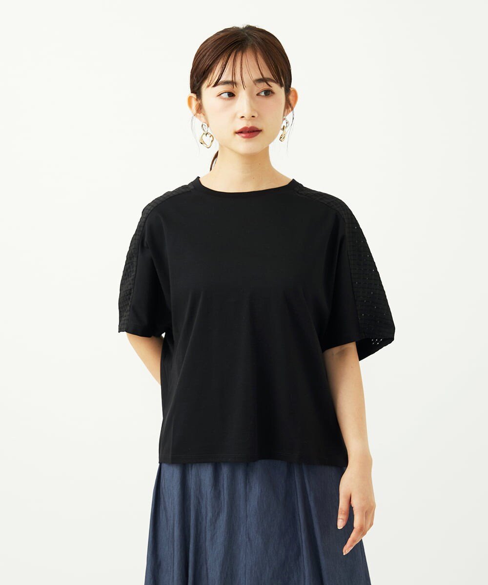 MICHEL KLEIN（小さいサイズ） [小さいサイズ]トリオシアーチェックカットソー(セットアップ対応) メゾンドゥサンク トップス カットソー・Tシャツ ホワイト ブラック