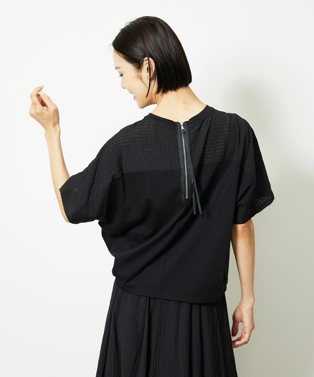 MICHEL KLEIN（小さいサイズ） [小さいサイズ]トリオシアーチェックカットソー(セットアップ対応) メゾンドゥサンク トップス カットソー・Tシャツ ホワイト ブラック