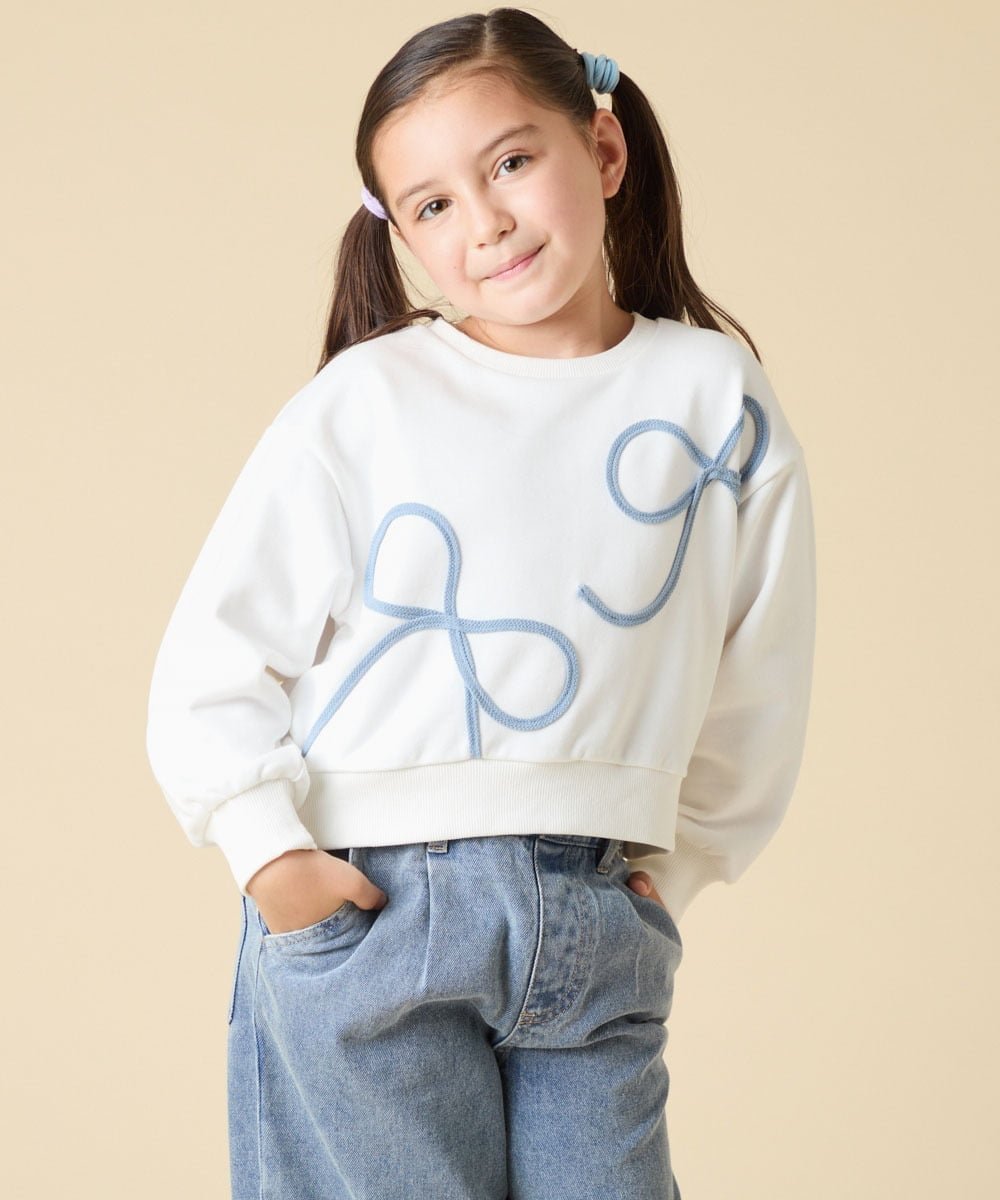 楽天Rakuten Fashiona.v.v [120-160]【立体リボンがカワイイ/通学にもオススメ】リボンテープ裏毛トレーナー アー・ヴェ・ヴェ トップス カットソー・Tシャツ ブラック ホワイト ピンク