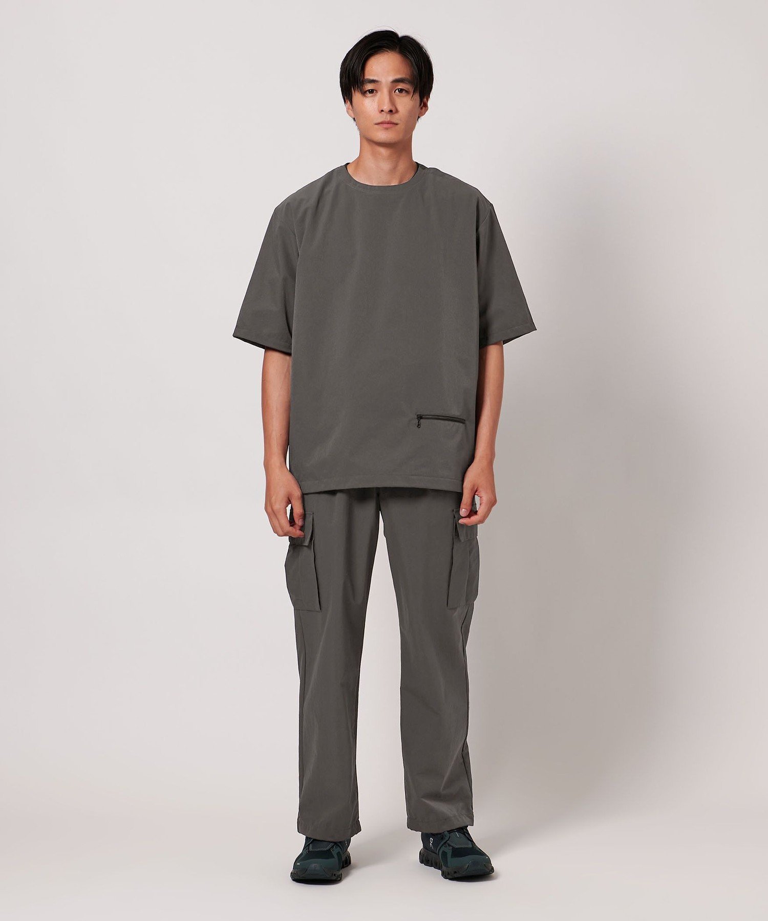 【SALE／30%OFF】UNITED ARROWS DotAir ドットエア ヘムコード クルーネック -吸水速乾 ストレッチ- ユナイテッドアローズ アウトレット トップス カットソー・Tシャツ グレー ブラック【送料無料】