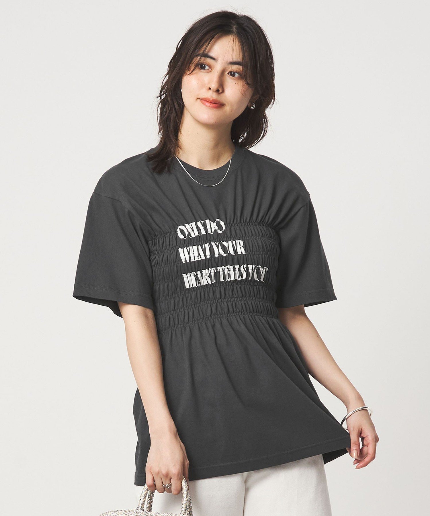 UNITED ARROWS green label relaxing 【別注】＜Various Timeless Arts＞シャーリング プリント Tシャツ ユナイテッドアローズ グリーンレーベルリラクシング トップス カットソー・Tシャツ ピンク ブラック【送料無料】