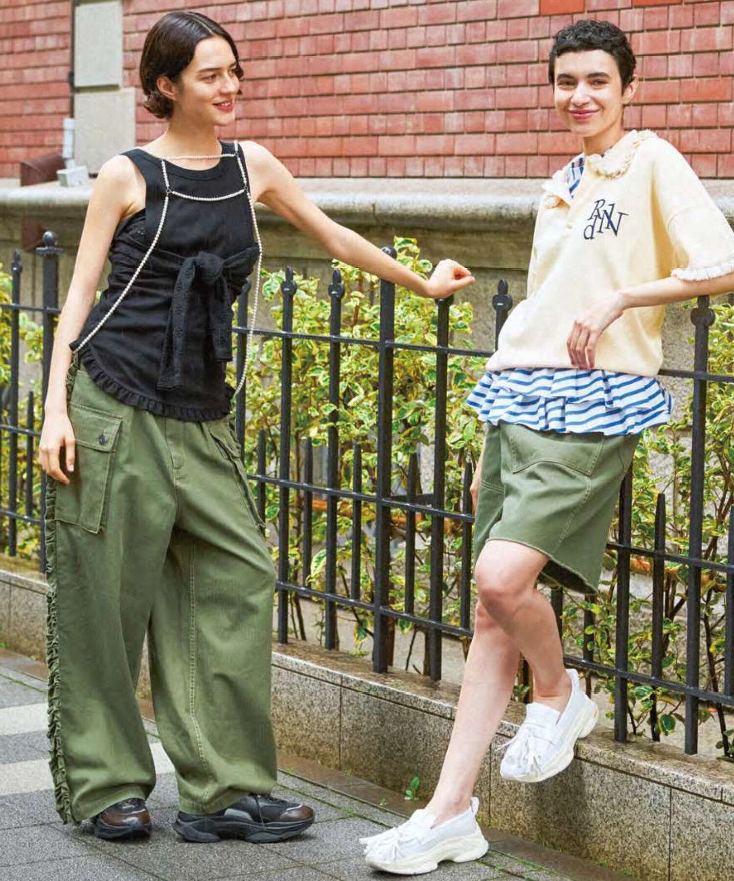 Bshop RhodolirioN ｜ ヘリンボーン ユーティリティショーツ WOMEN ビショップ パンツ その他のパンツ グリーン