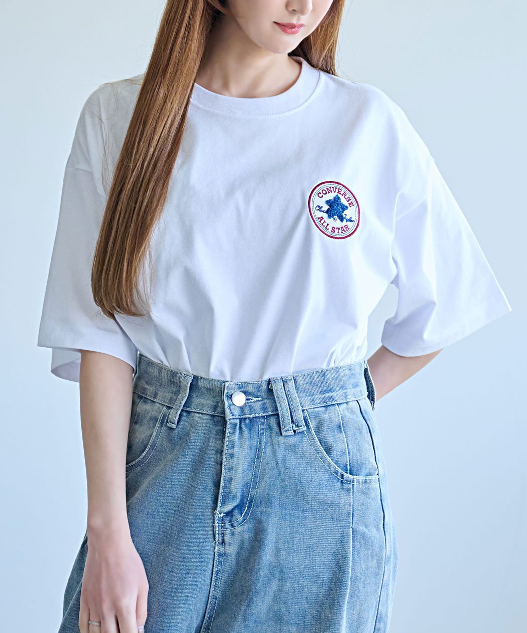 SB select CONVERSE COOLMAXさがら刺繍TEE シルバーバレット トップス カットソー・Tシャツ ブラック ホワイト