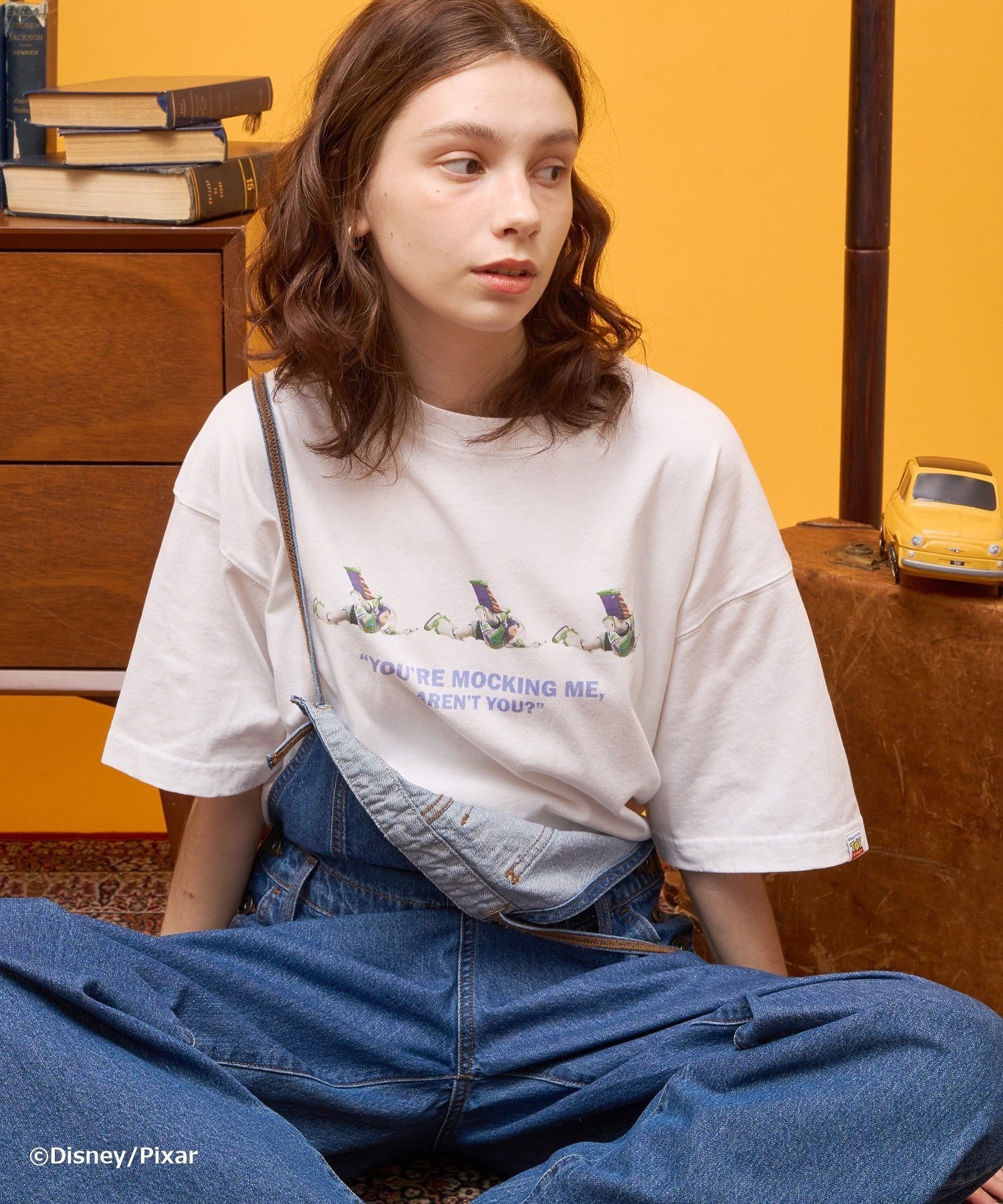 【TOY STORY】ヴィンテージ加工グラフィックTシャツ アメリカンホリック トップス カットソー・Tシャツ ベージュ ホワイト