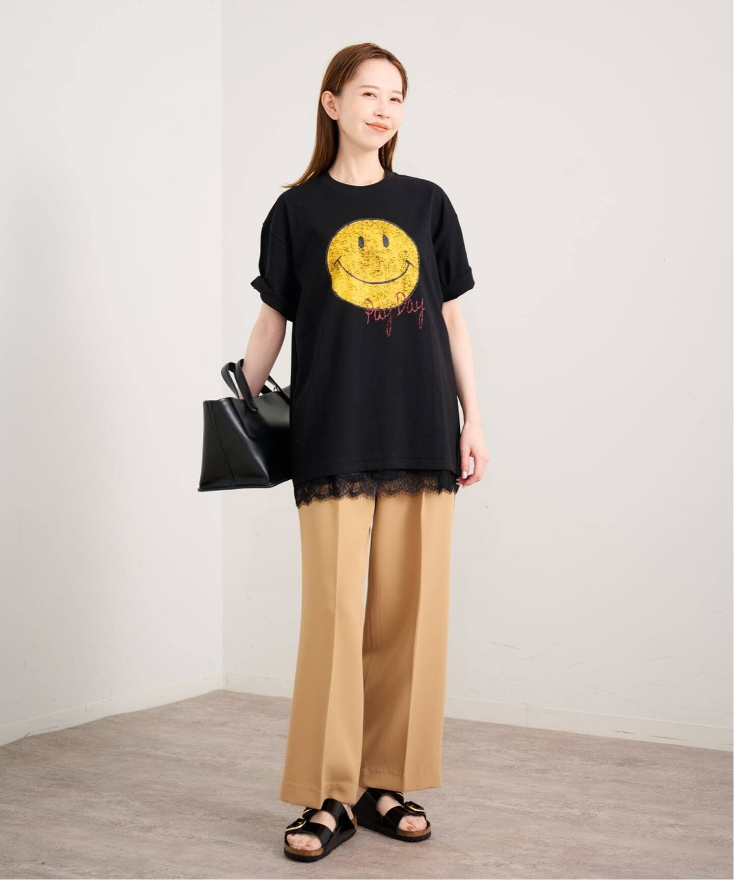 U by SPICK&SPAN PAYDAY/ペイデイ SMILE TEE ユーバイスピックアンドスパン トップス カットソー・Tシャツ ホワイト ブラック