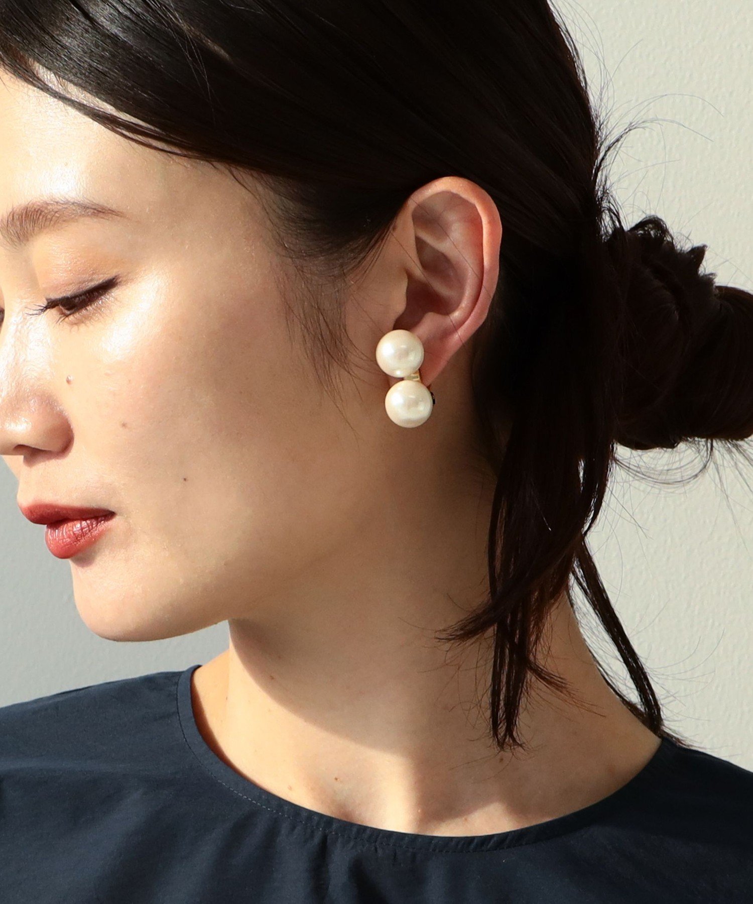 Demi-Luxe BEAMS Demi-Luxe BEAMS / ダブルパール イヤリング デミルクス ビームス アクセサリー・腕時計 イヤリング・イヤーカフ ホワイト【送料無料】