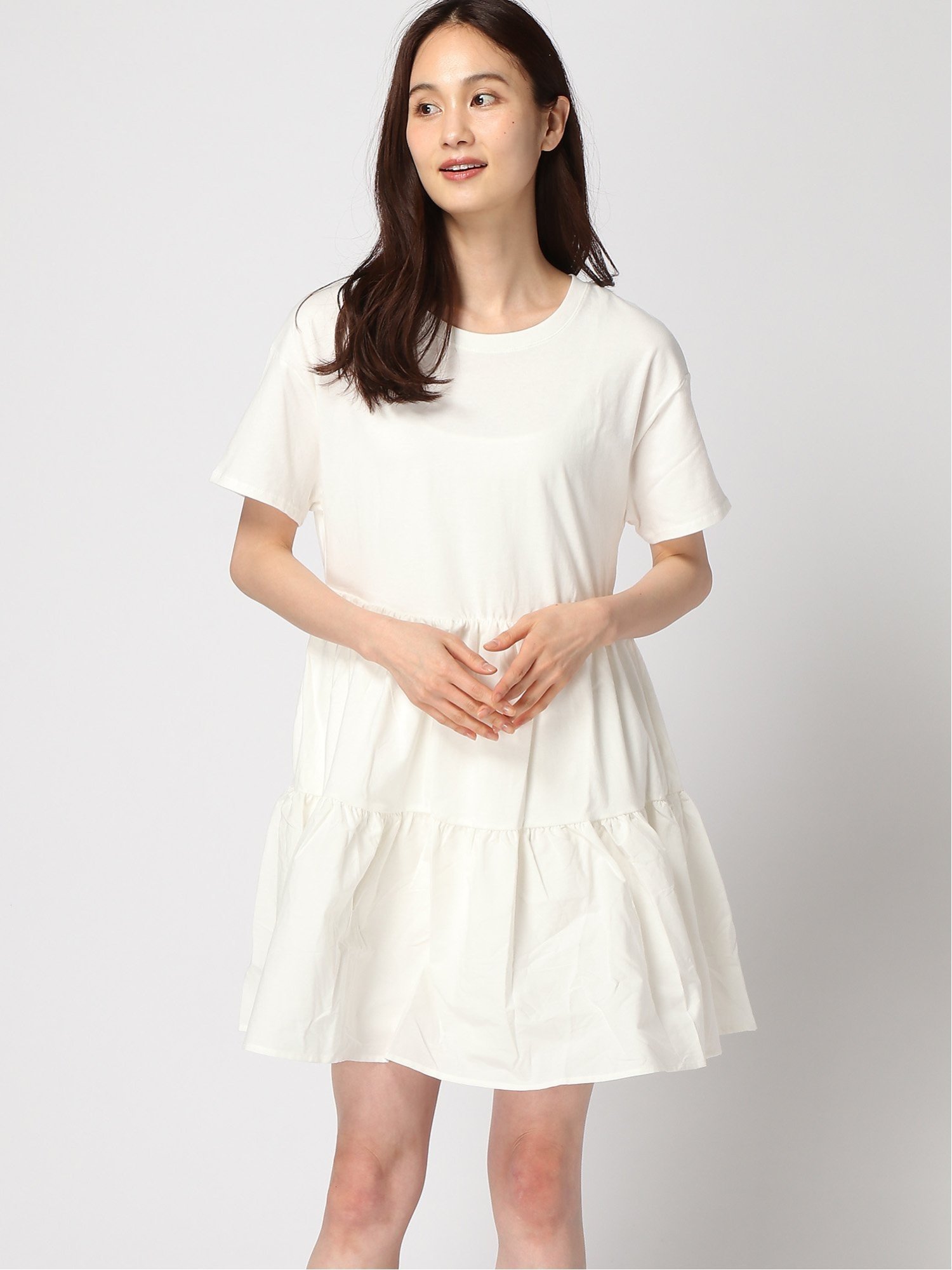 【SALE／80%OFF】GAP ショートスリーブ ティアードワンピース ギャップ ワンピース・ドレス ワンピース ホワイト グリーン ネイビーのサムネイル