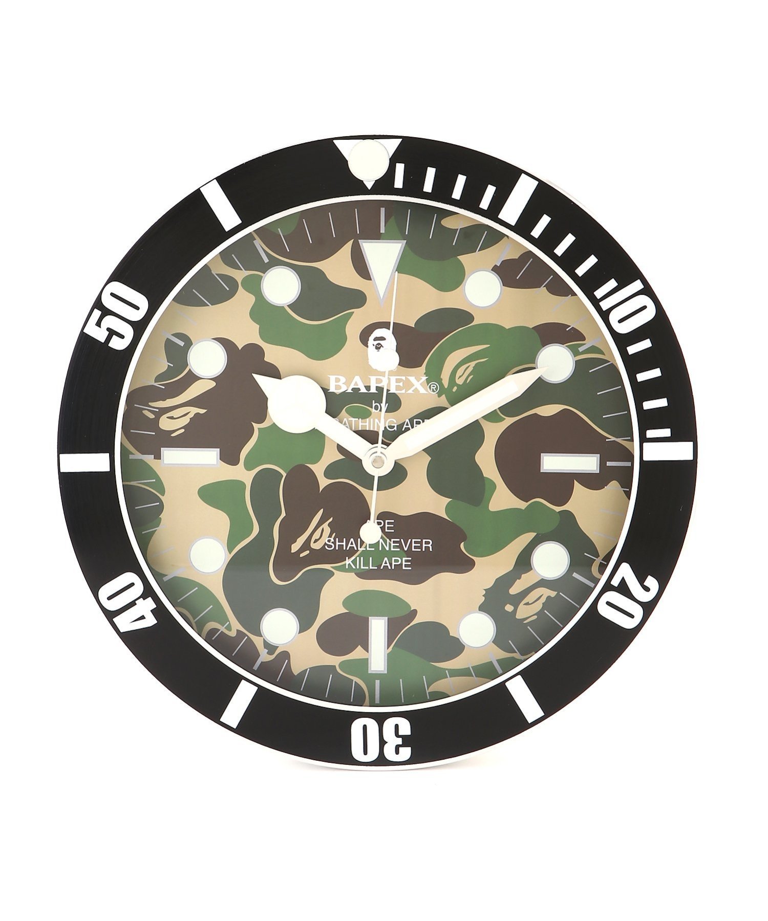 A BATHING APE ABC CAMO BAPEX WALL CLOCK M ア ベイシング エイプ インテリア・生活雑貨 時計 グリーン【送料無料】