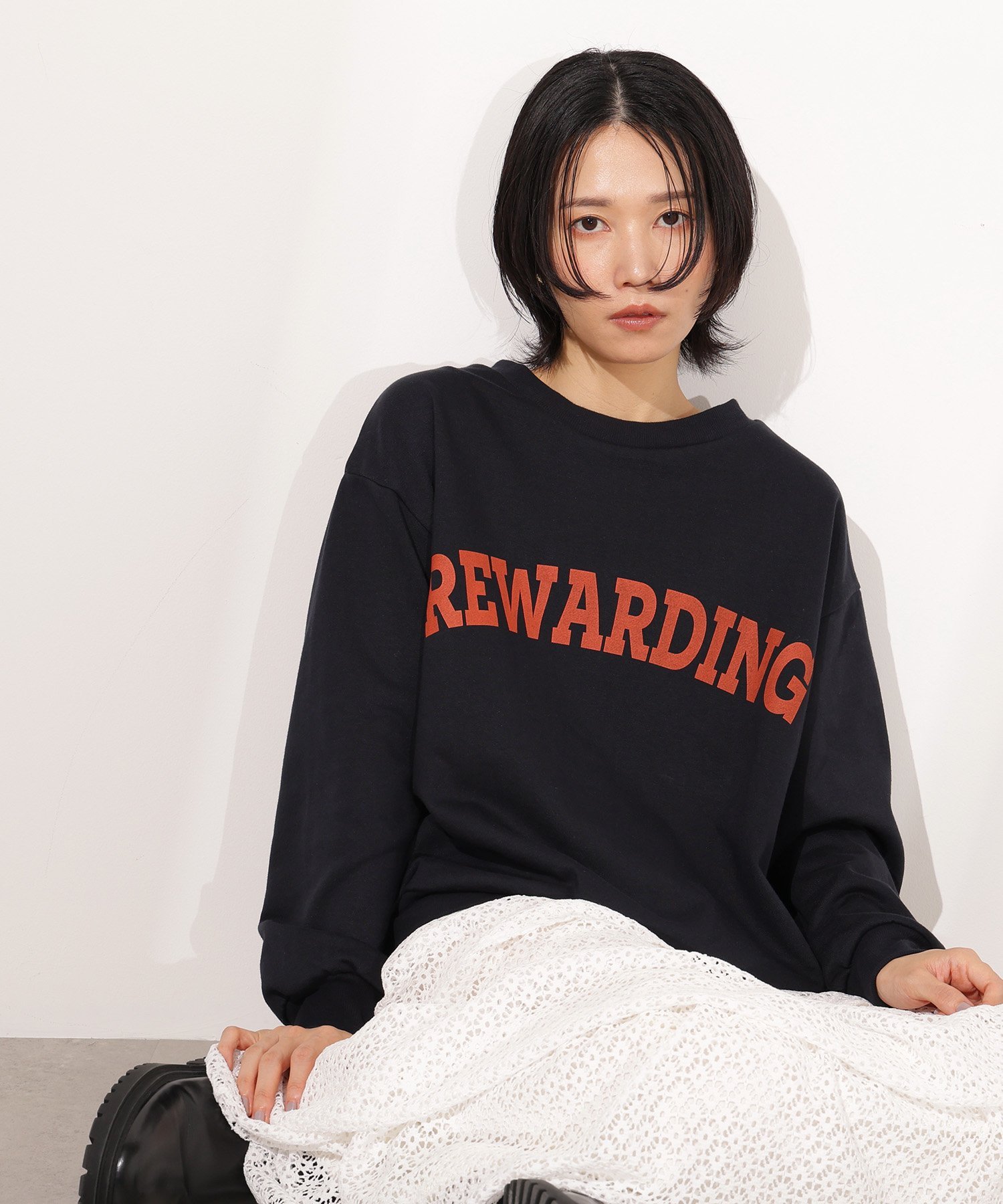 N. Natural Beauty Basic カレッジロゴスウェット エヌ ナチュラルビューティーベーシック* トップス カットソー・Tシャツ ブラウン ネイビー グレー