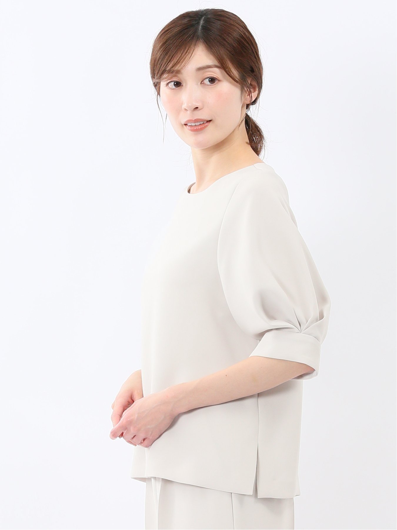 【SALE／10%OFF】m.f.editorial トリアセライク 半袖 プルオーバーブラウス(セットアップ可能) タカキュー トップス シャツ・ブラウス グレー【送料無料】