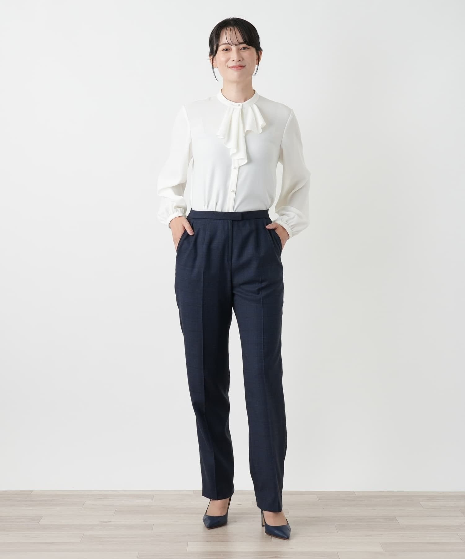 Leilian テーパードパンツ【LORO PIANA】 レリアン パンツ その他のパンツ ネイビー グレー