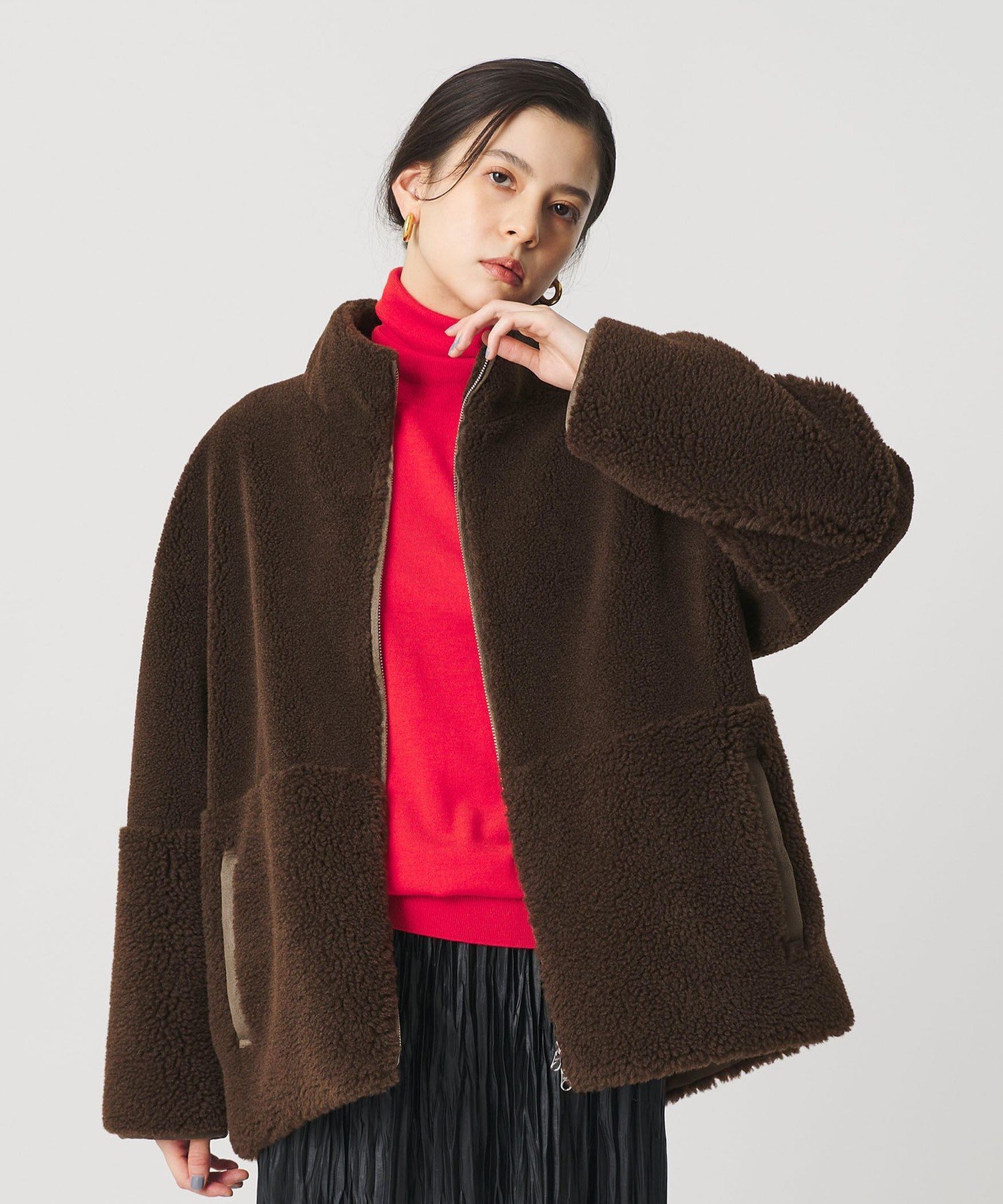 【SALE／30%OFF】BEAUTY&YOUTH UNITED ARROWS ボア スタンドカラー ジップブルゾン ユナイテッドアローズ アウトレット ジャケット・アウター その他のジャケット・アウター ホワイト ブラウン【送料無料】 stylife-15708610 Rakuten Fashion サンプル画像3