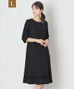 【SALE/50%OFF】TO BE CHIC 【L】ヘムボーダーレース ワンピース サンヨー エルサイズ ワンピース・ドレス ワンピース ブラック ベージュ【...