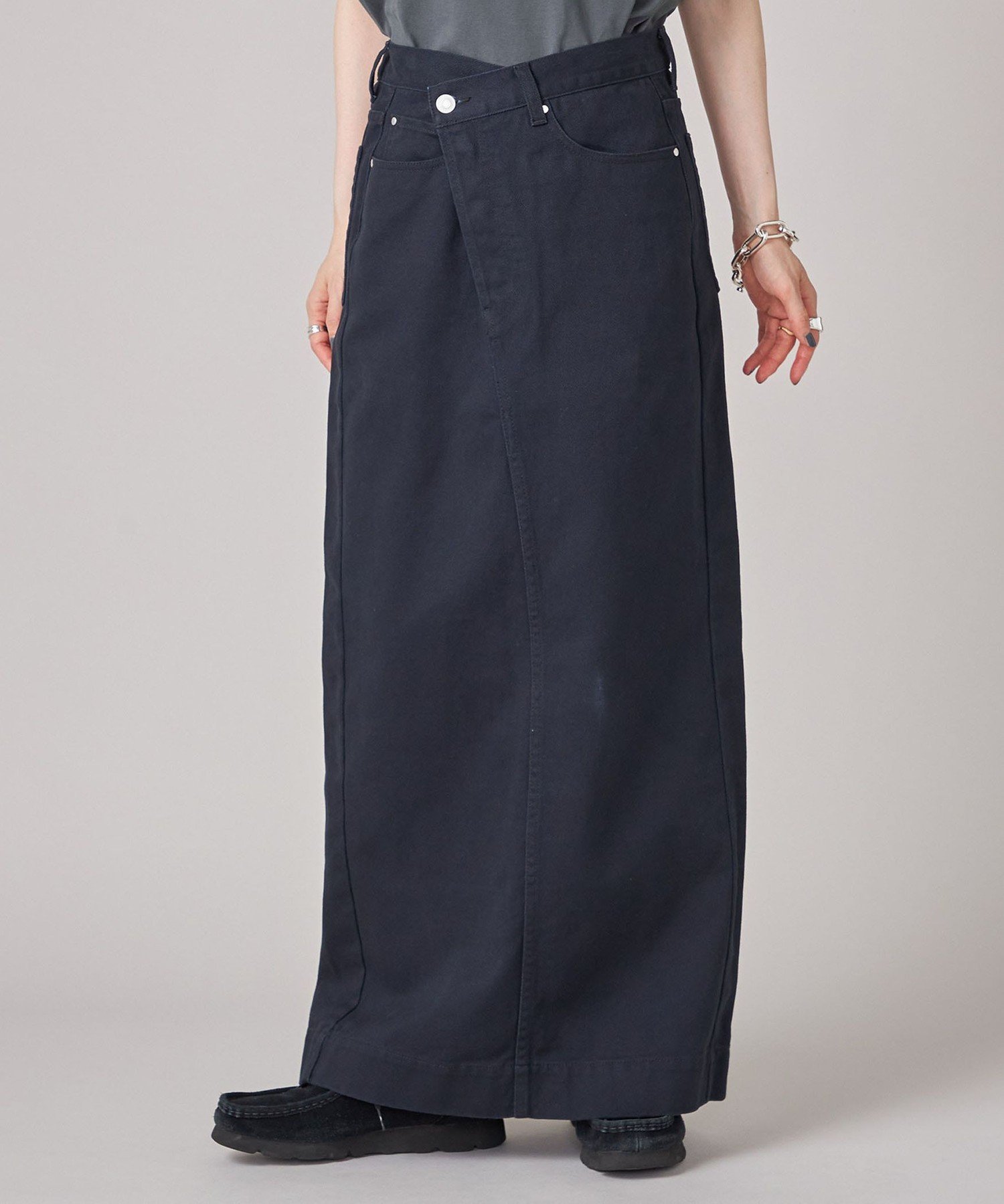 SHIPS WOMEN SHIPS NINE CASE:＜洗濯機可能＞フロント スラント スカート シップス スカート ロング・..