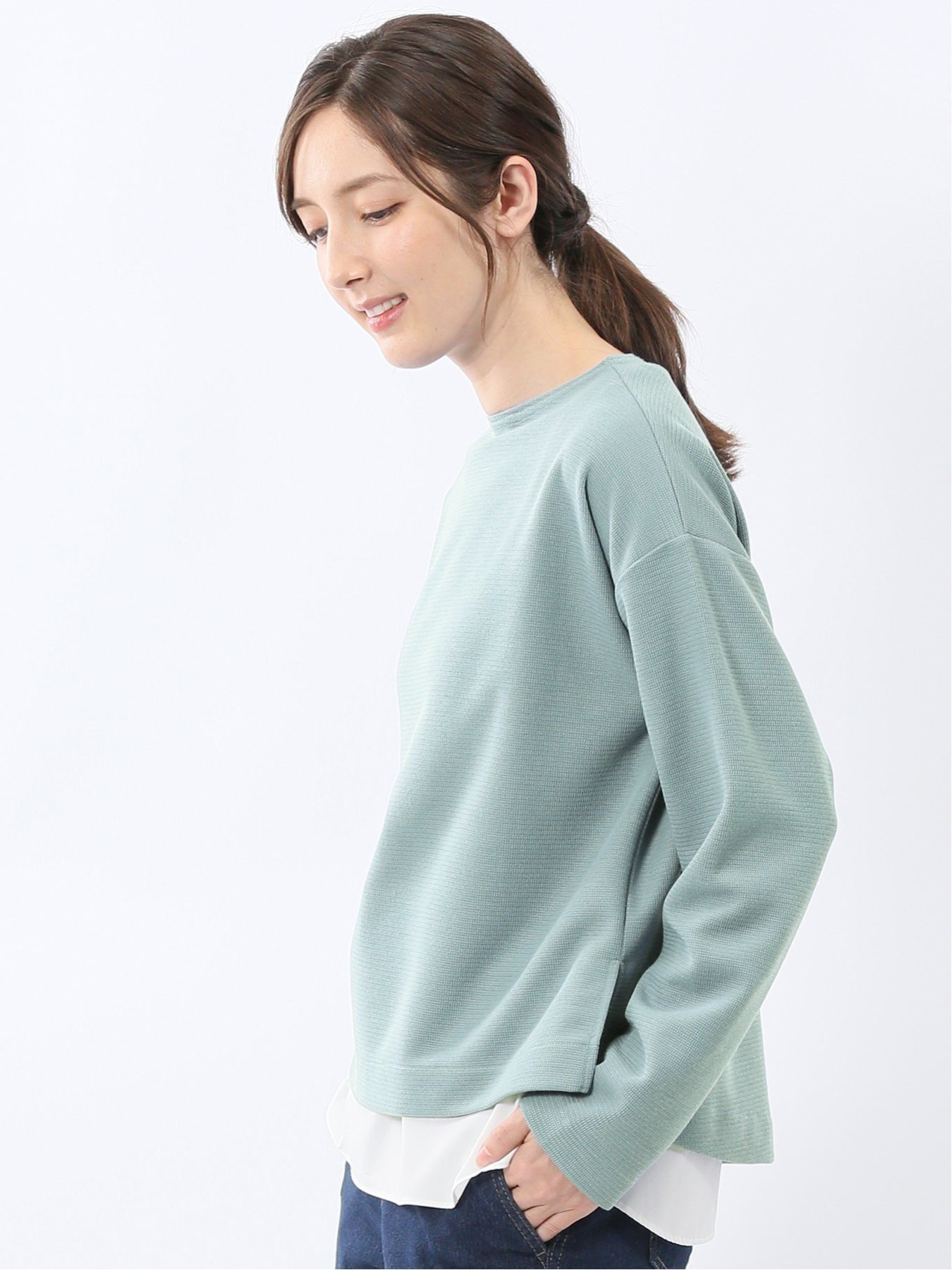 【SALE／30%OFF】m.f.editorial ゆるプルオーバー&タンクトップ アンサンブル 【26SS】 タカキュー トップス アンサンブル ブルー【送料無料】