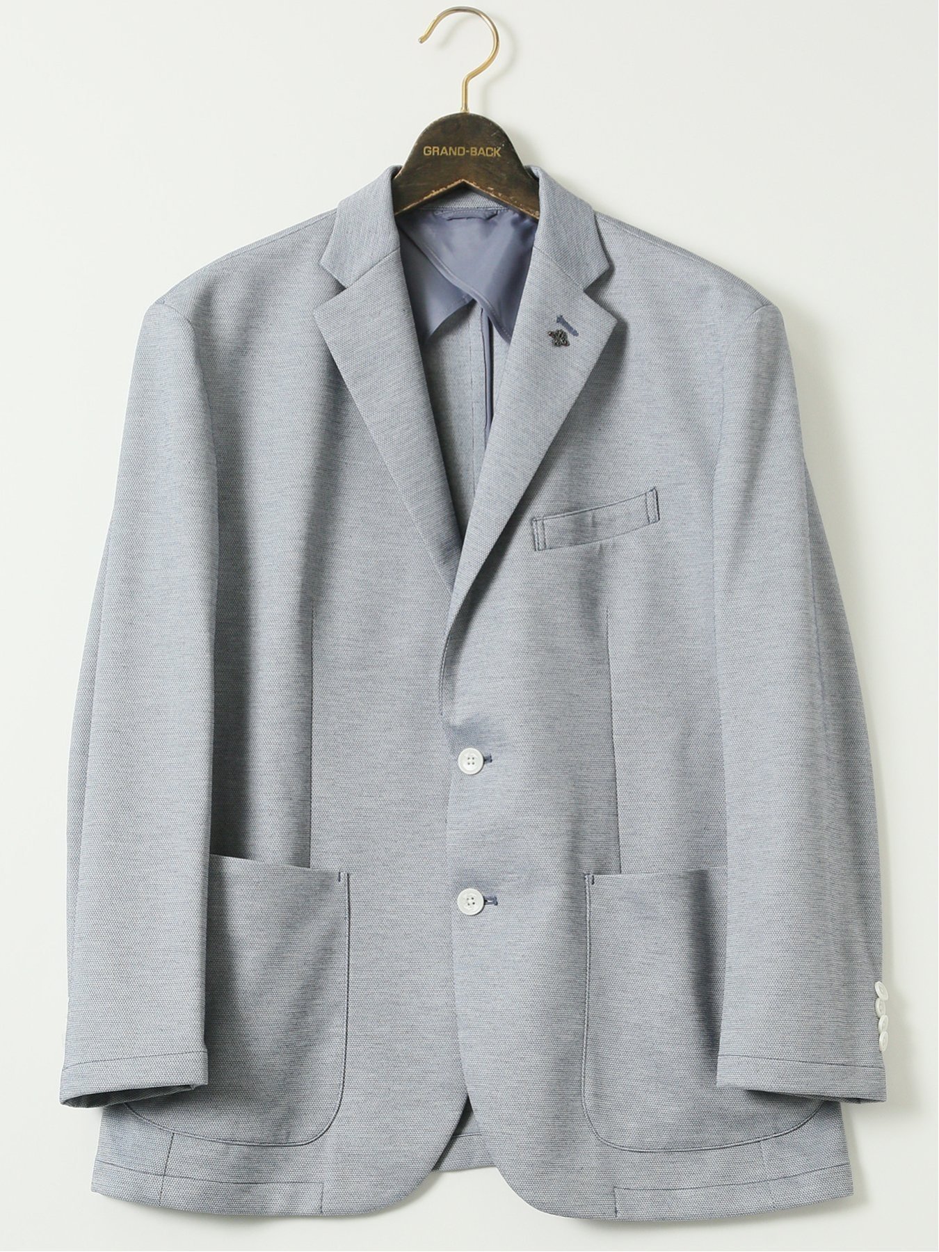 【SALE／10%OFF】GRAND-BACK 【大きいサイズ】ジーステージ/G-stage キャリーマン ストレッチ ウォッシャブル 2ボタンジャケット タカキュー ジャケット・アウター テーラードジャケット・ブレザー ブルー グレー【送料無料】