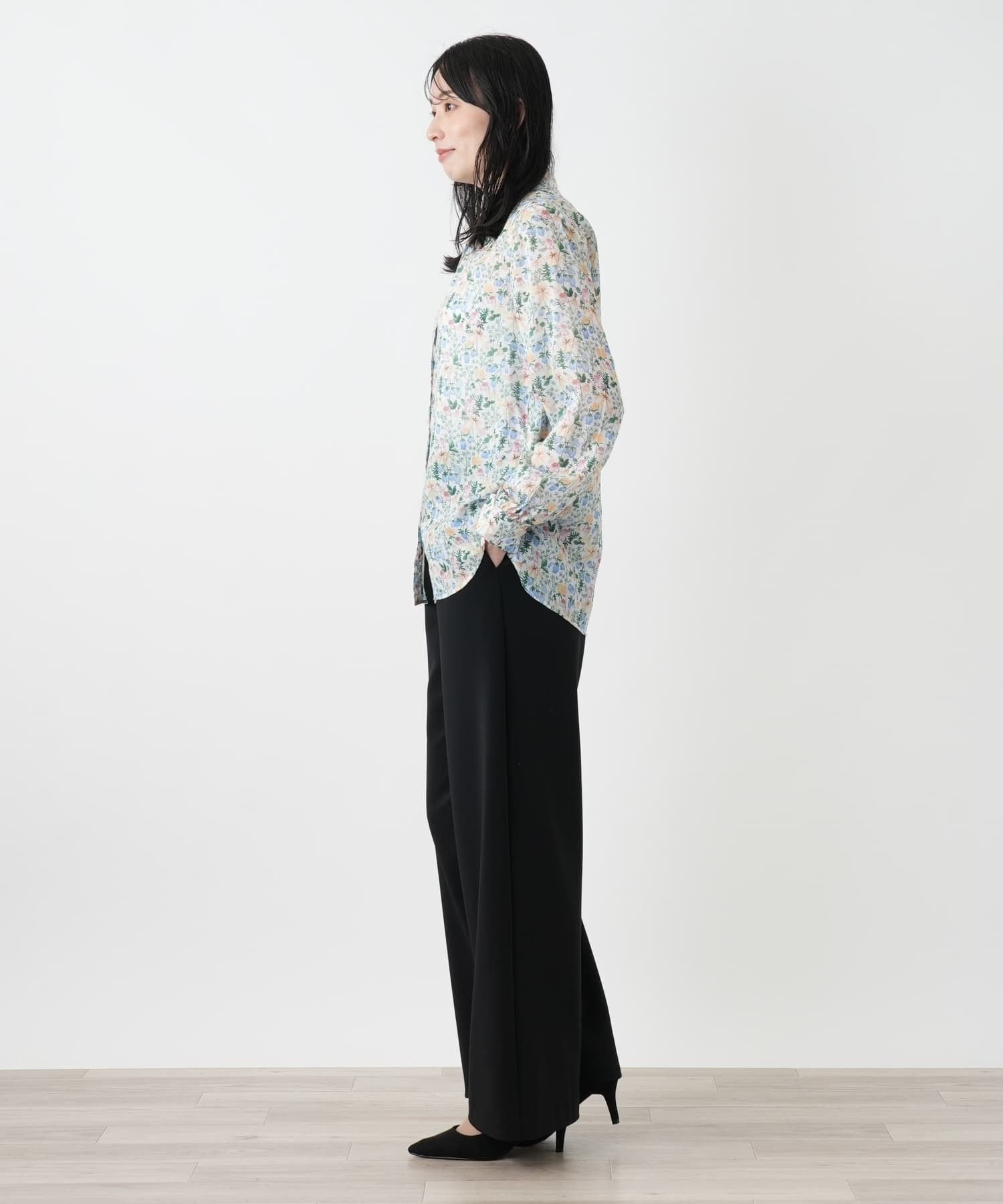 Leilian 小花柄ブラウス レリアン トップス シャツ・ブラウス グリーン