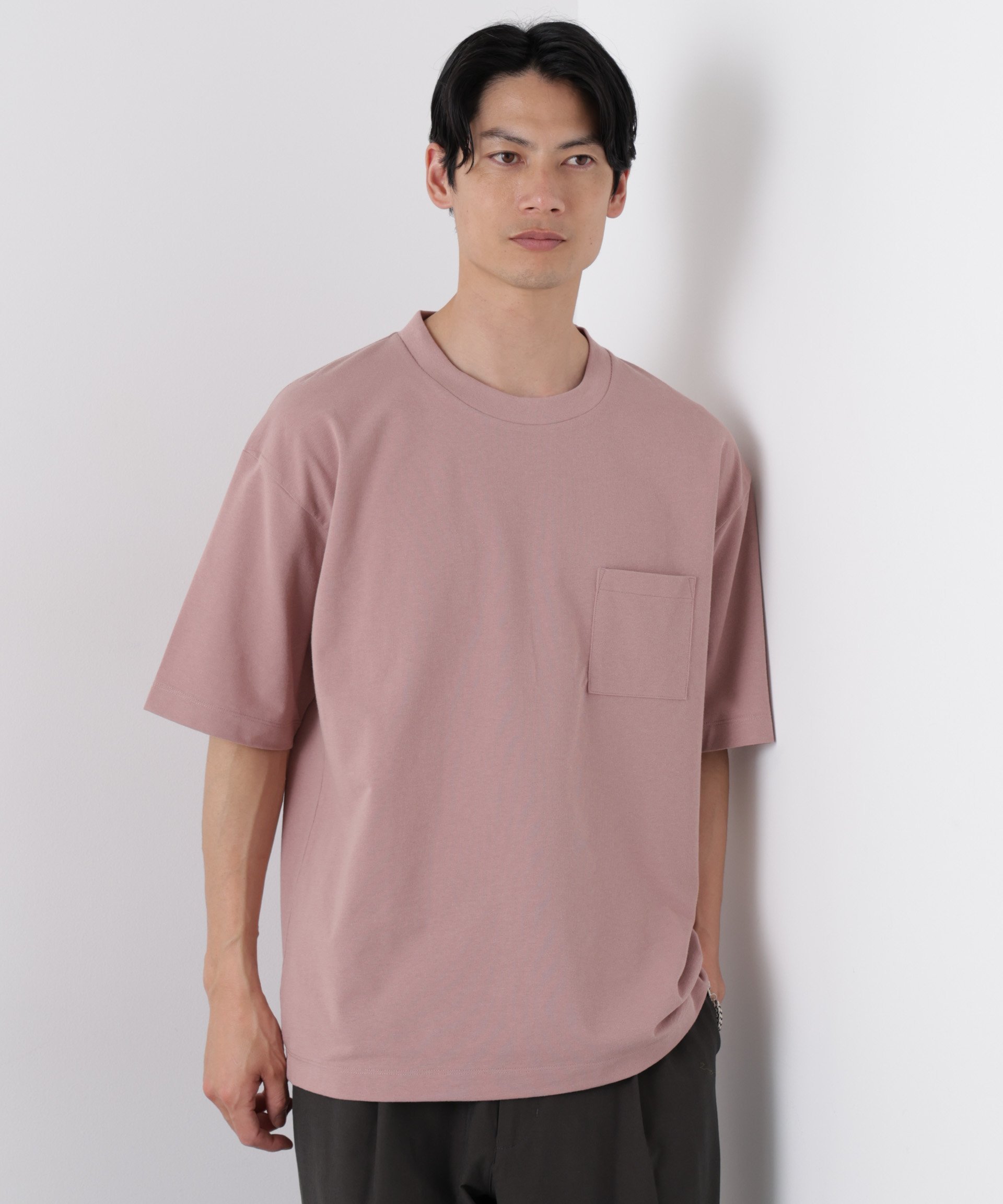 NANO universe ドライ天竺Tシャツ 半袖 ナノユニバース トップス カットソー・Tシャツ ブラック ピンク ブルー