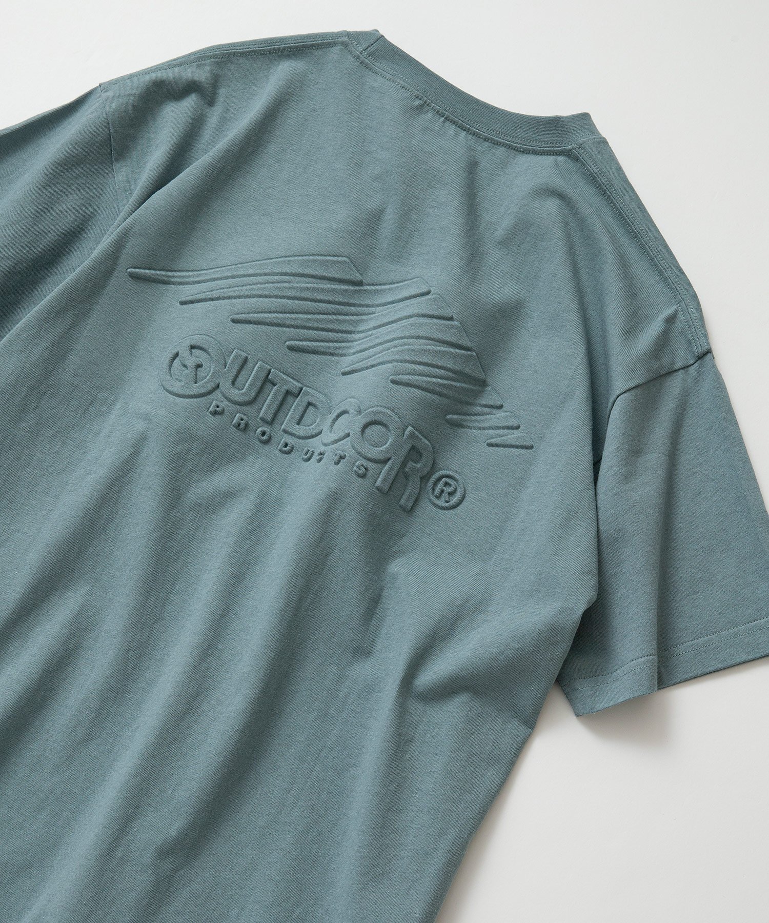 OUTDOOR PRODUCTS OUTDOOR PRODUCTS/(M)エンボス ロゴ Tシャツ ジーンズメイト トップス カットソー・Tシャツ グリーン カーキ ピンク ブラック ブルー ベージュ ホワイト