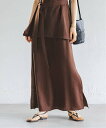 【SALE/30%OFF】NOBLE 【洗える】ファジーリネンスリットAラインスカート ノーブル スカート ロング・マキシスカート ブラック ブラウン【送料無料】