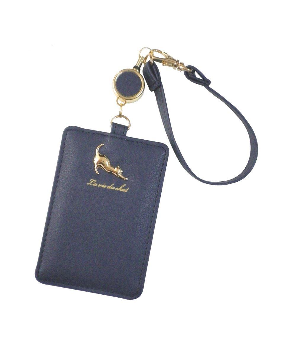 BACKYARD FAMILY 伸び猫パスケース ローラ 財布・ポーチ・ケース パスケース・定期入れ ブラウン パープル ネイビー