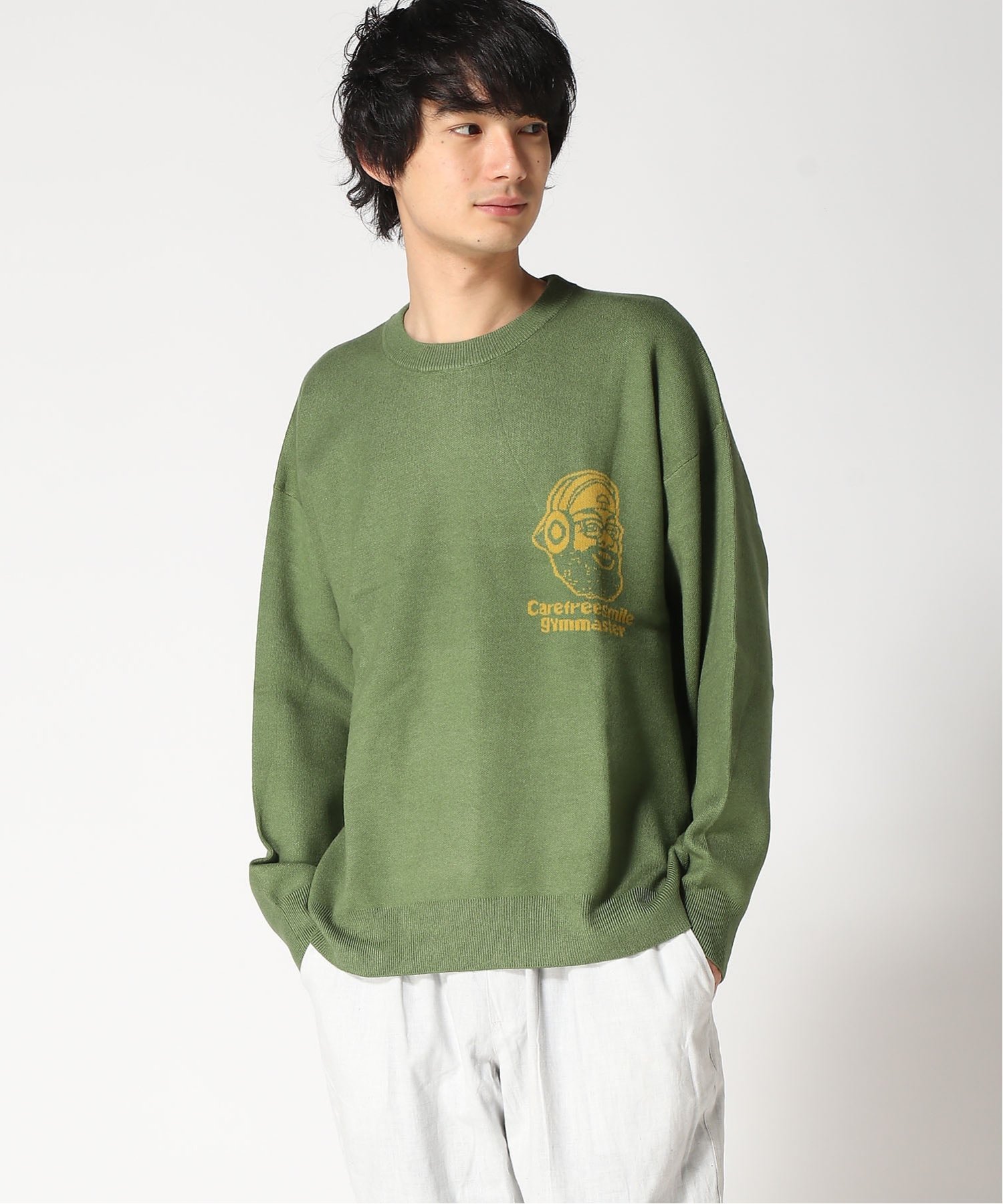 gym master gym master/(U)ジャガードニット carefree smile ジムマスター トップス ニット グリーン グレー ブラック【送料無料】