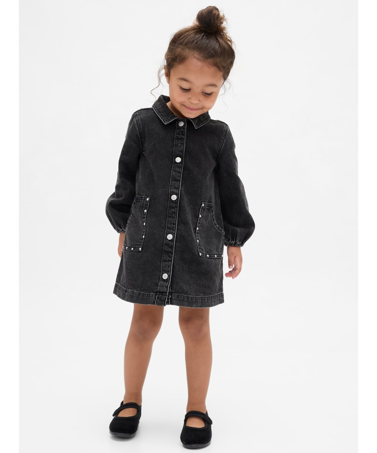 GAP (K)デニム スタッズ ポケット ワンピース (幼児・ベビー) ギャップ ワンピース・ドレス シャツワンピース ブラック【送料無料】