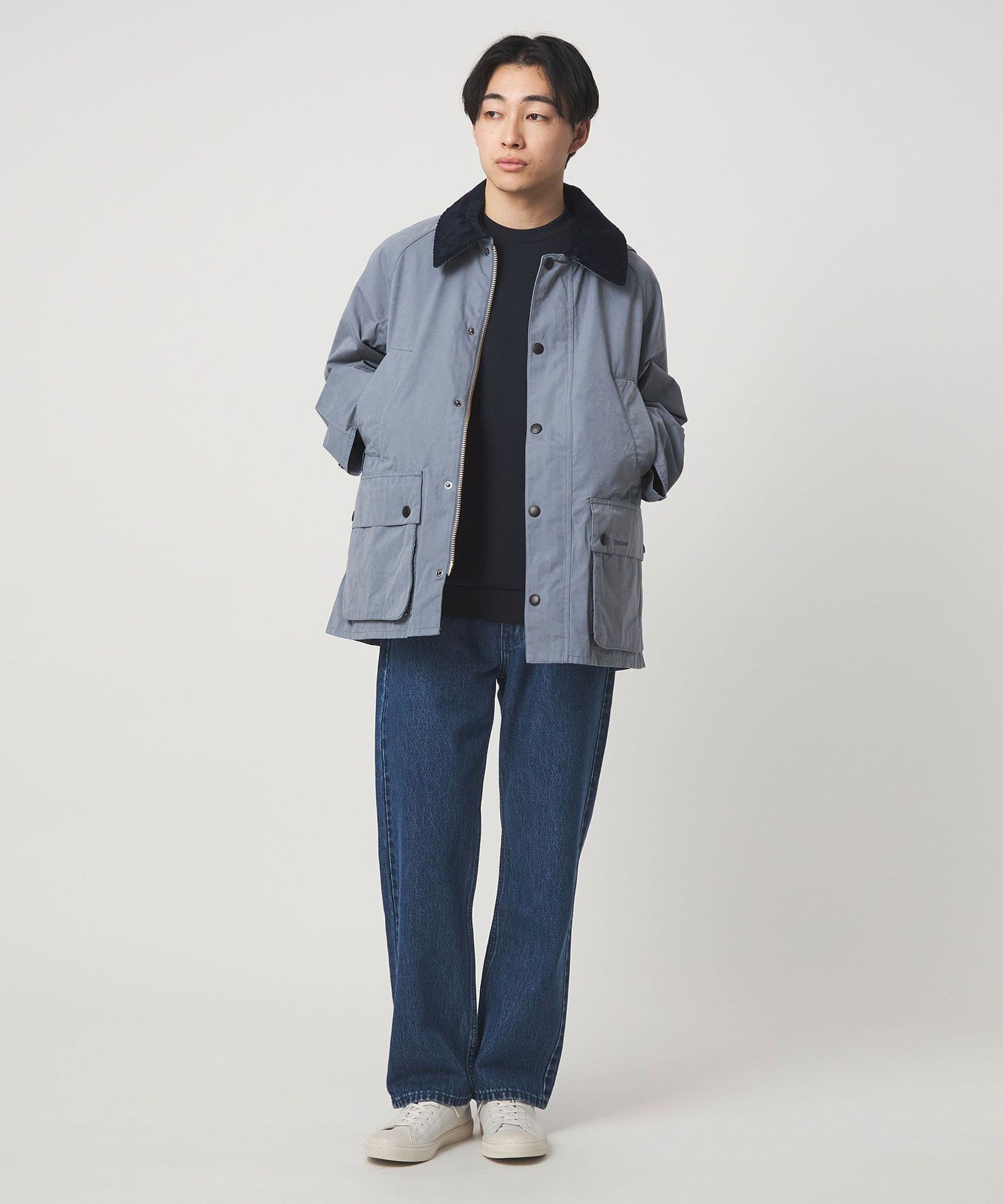 UNITED ARROWS green label relaxing ＜Barbour＞オーバーサイズフィット ピーチスキン ビデイル ジャケット ブルゾン ユナイテッドアローズ グリーンレーベルリラクシング ジャケット・アウター ブルゾン・ジャンパー ブルー ベージュ【送料無料】