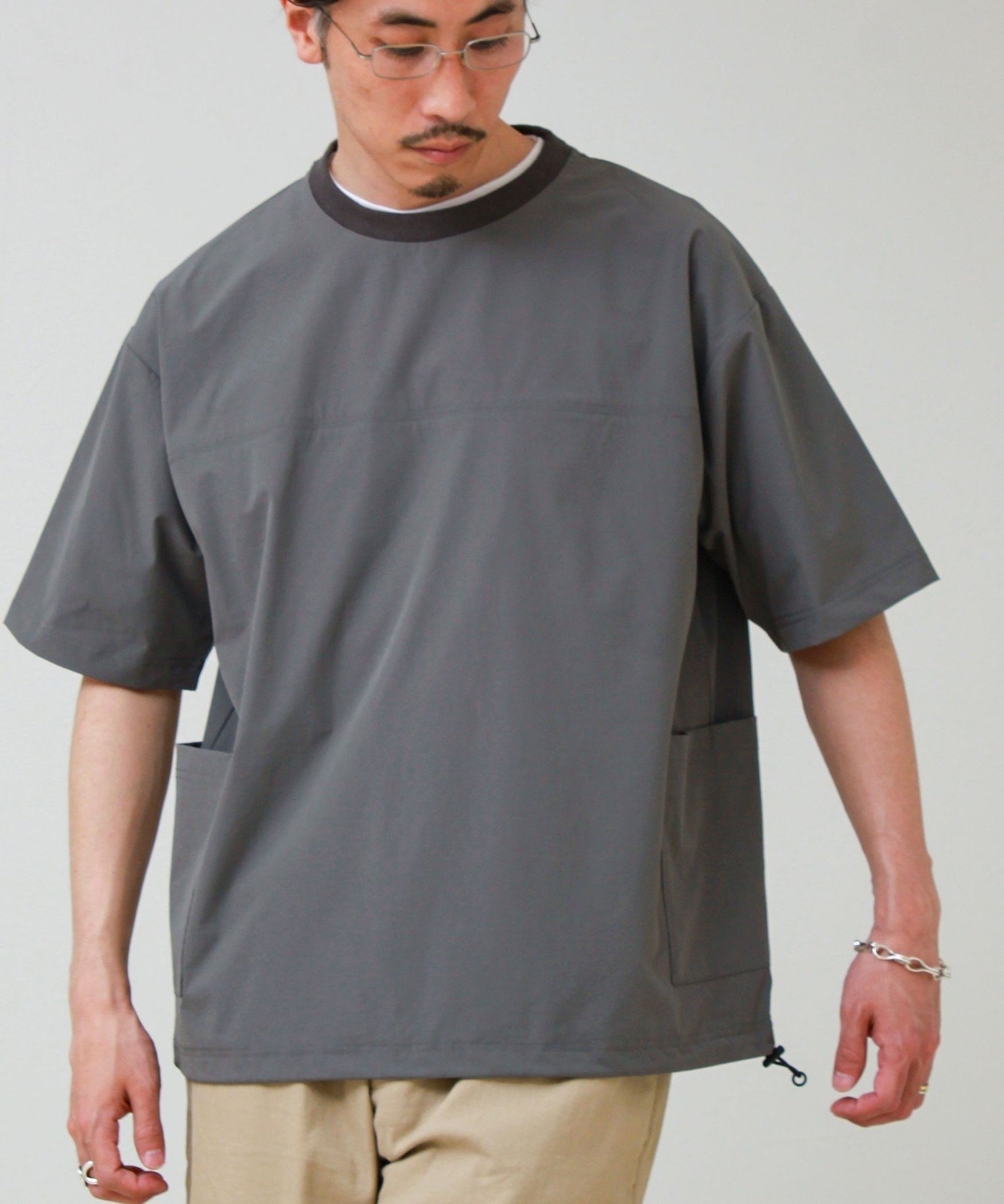 【SALE／22%OFF】GLOSTER 【接触冷感/セットアップ着用可能】SoftCool サイドポケットTシャツ フレディ アンド グロスター トップス カットソー・Tシャツ ブラック ネイビー グレー【送料無料】