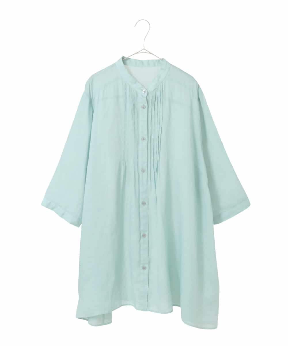 HIROKO BIS GRANDE 【大きいサイズ】ピンタックフレア麻ブラウス ヒロコ ビス グランデ ワンピース・ドレス チュニック ピンク グリーン