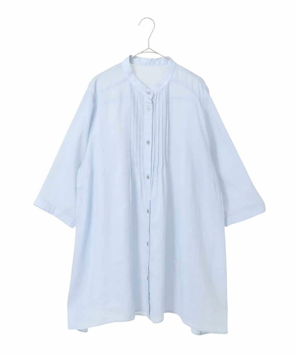 HIROKO BIS GRANDE 【大きいサイズ】ピンタックフレア麻ブラウス ヒロコ ビス グランデ ワンピース・ドレス チュニック ピンク グリーン