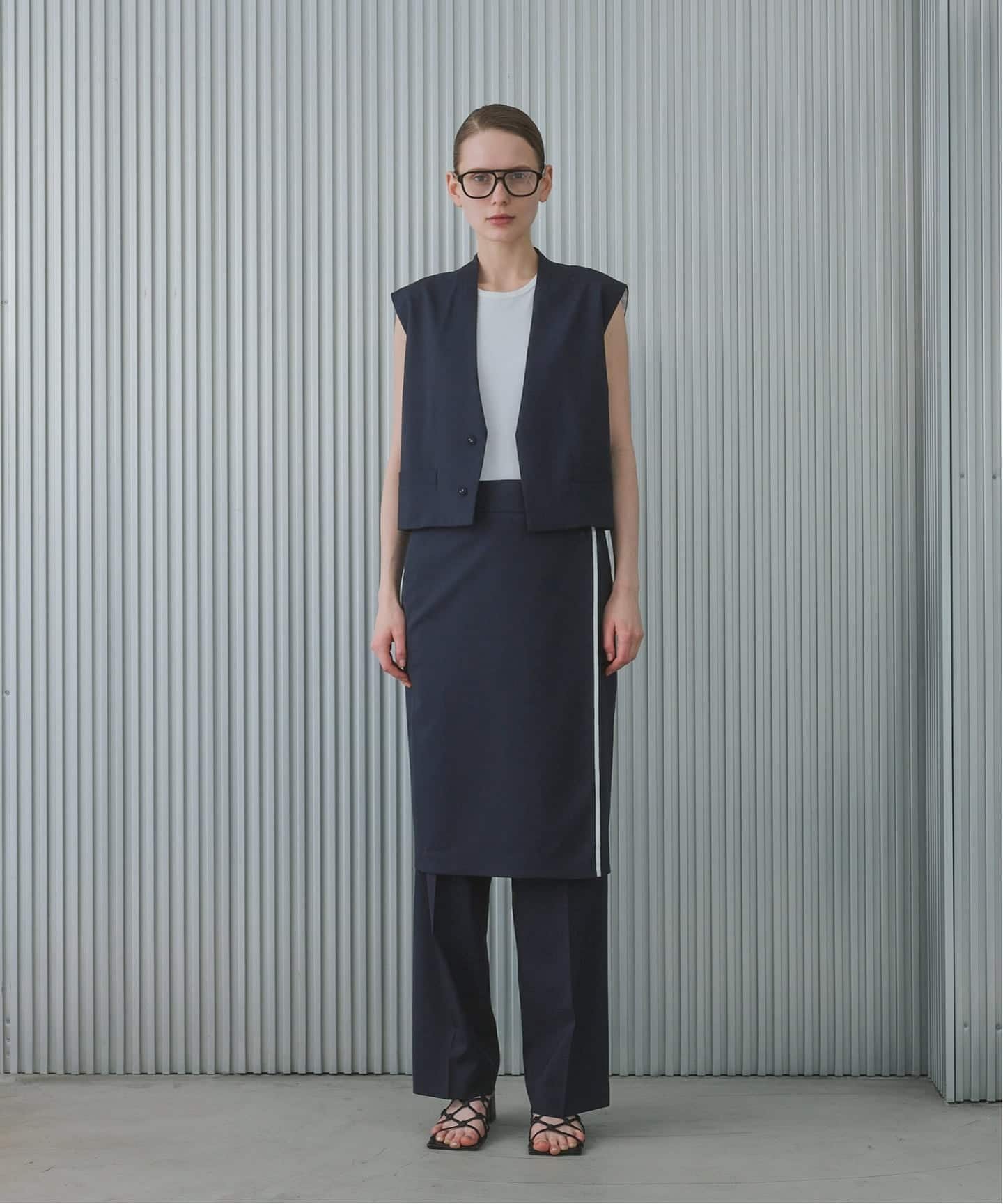 CALMER SEMI WIDE PANTS / セミワイドパンツ スピックアンドスパン パンツ スラックス・ドレスパンツ ネイビー【送料無料】