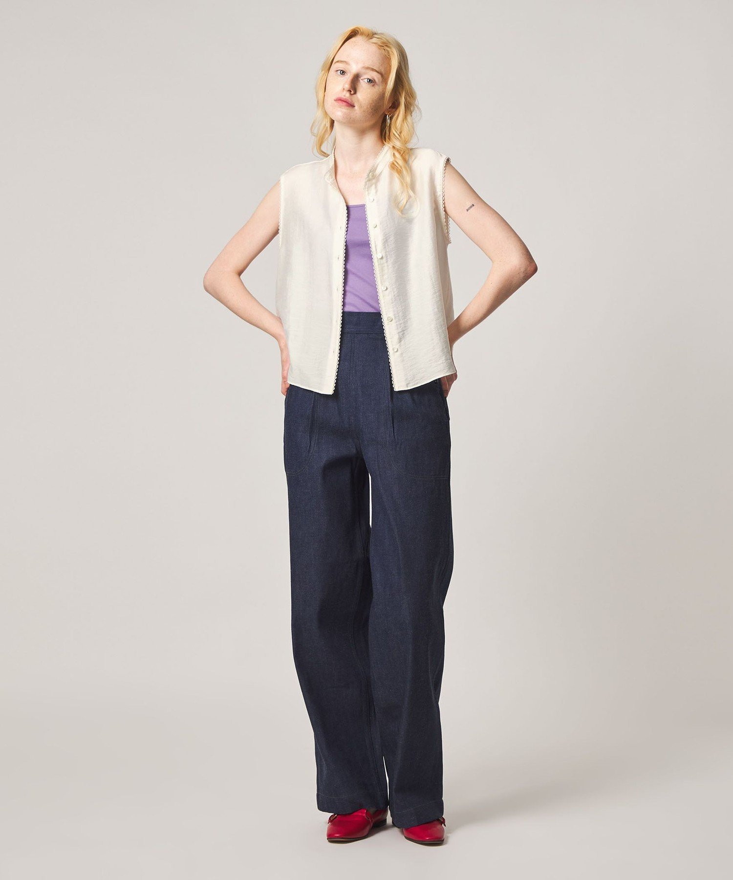 Steven Alan ＜Steven Alan＞レース ノースリーブ ブラウス ビューティー＆ユース ユナイテッドアローズ トップス シャツ・ブラウス ブラック ホワイト