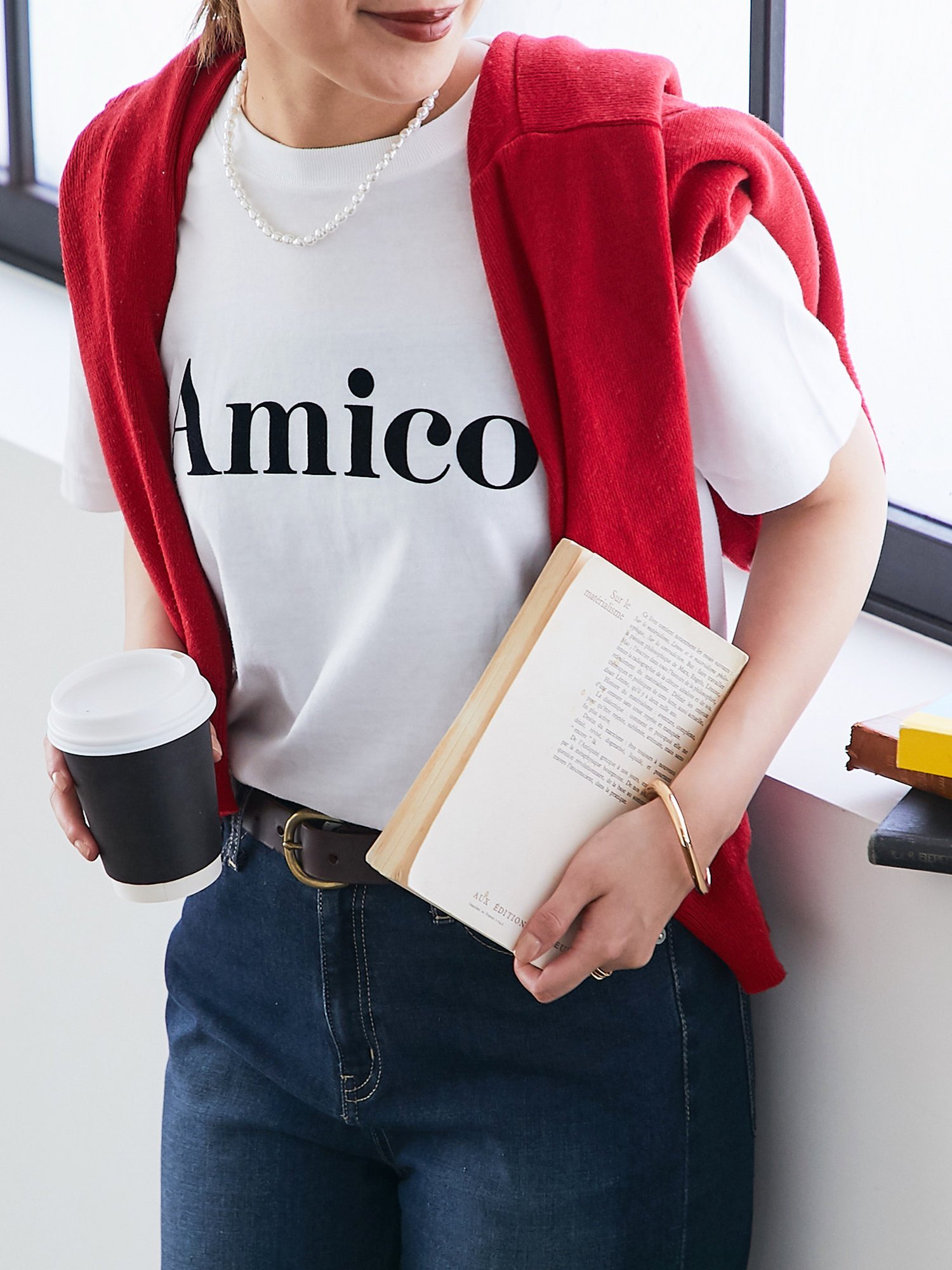 un dix cors 《インナー使いにもおすすめ◎》AmicoフロッキーTee アンディコール トップス カットソー・Tシャツ ホワイト ネイビー グレー【送料無料】のサムネイル