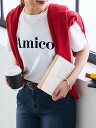 un dix cors 《インナー使いにもおすすめ◎》AmicoフロッキーTee アンディコール トップス カットソー・Tシャツ ホワイト ネイビー グレ..