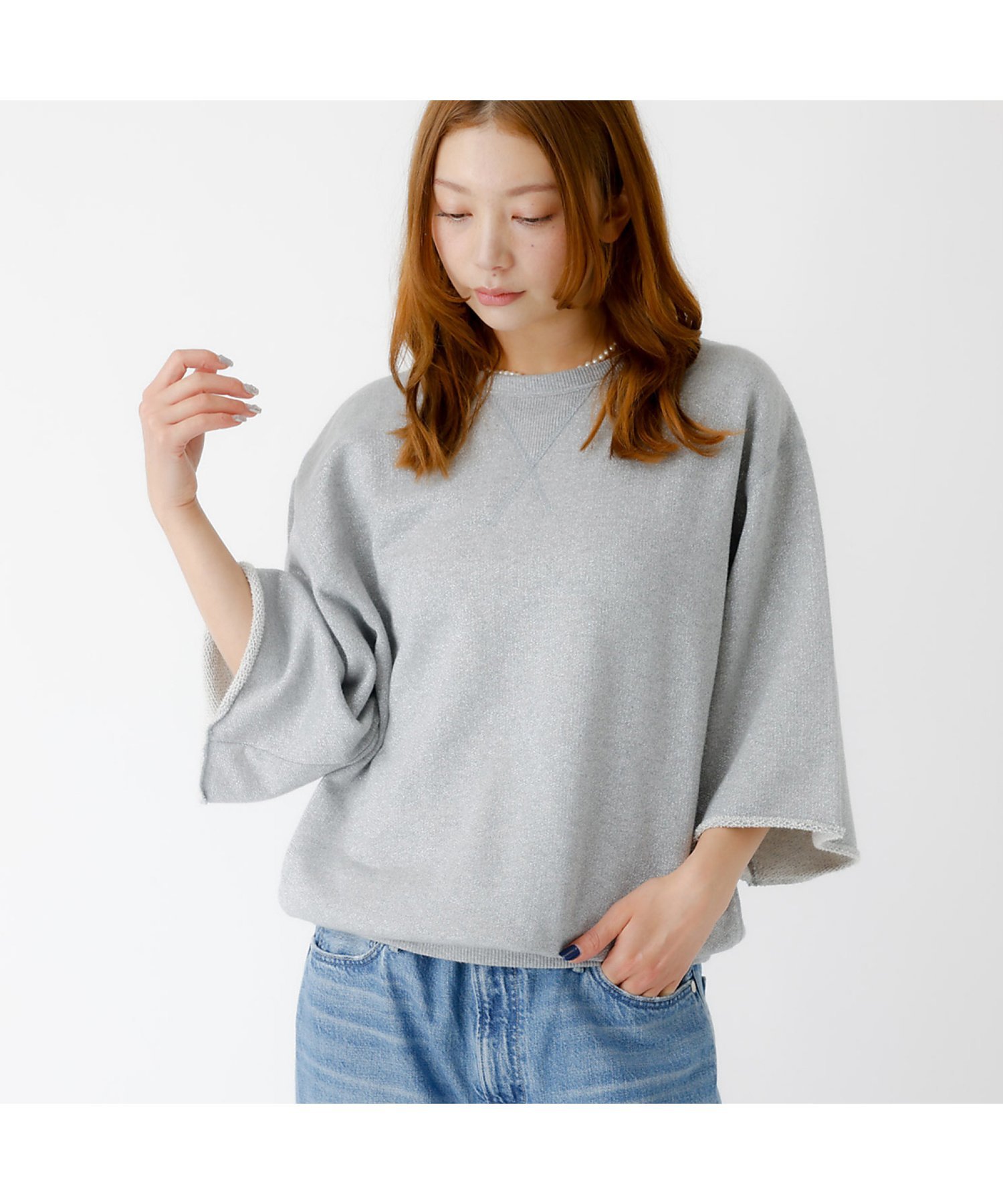 Rouge vif la cle 【IRONING / アイロニング】Glitter sweat hslv / グ ルージュ・ヴィフ ラクレ トップス カットソー・Tシャツ シルバー