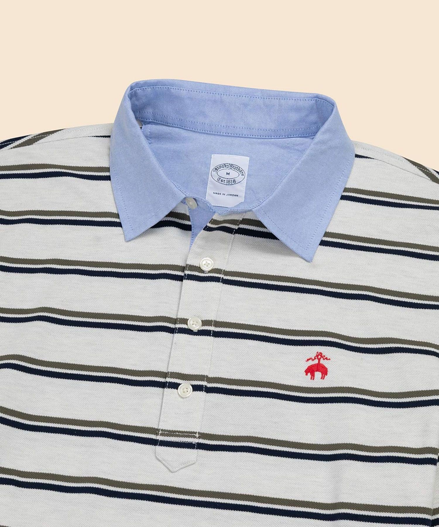 【SALE／35%OFF】BROOKS BROTHERS ストレッチコットン GFロゴ ダブルストライプ ロングスリーブポロシャツ Slim Fit ブルックス ブラザーズ トップス ポロシャツ グレー ホワイト【送料無料】